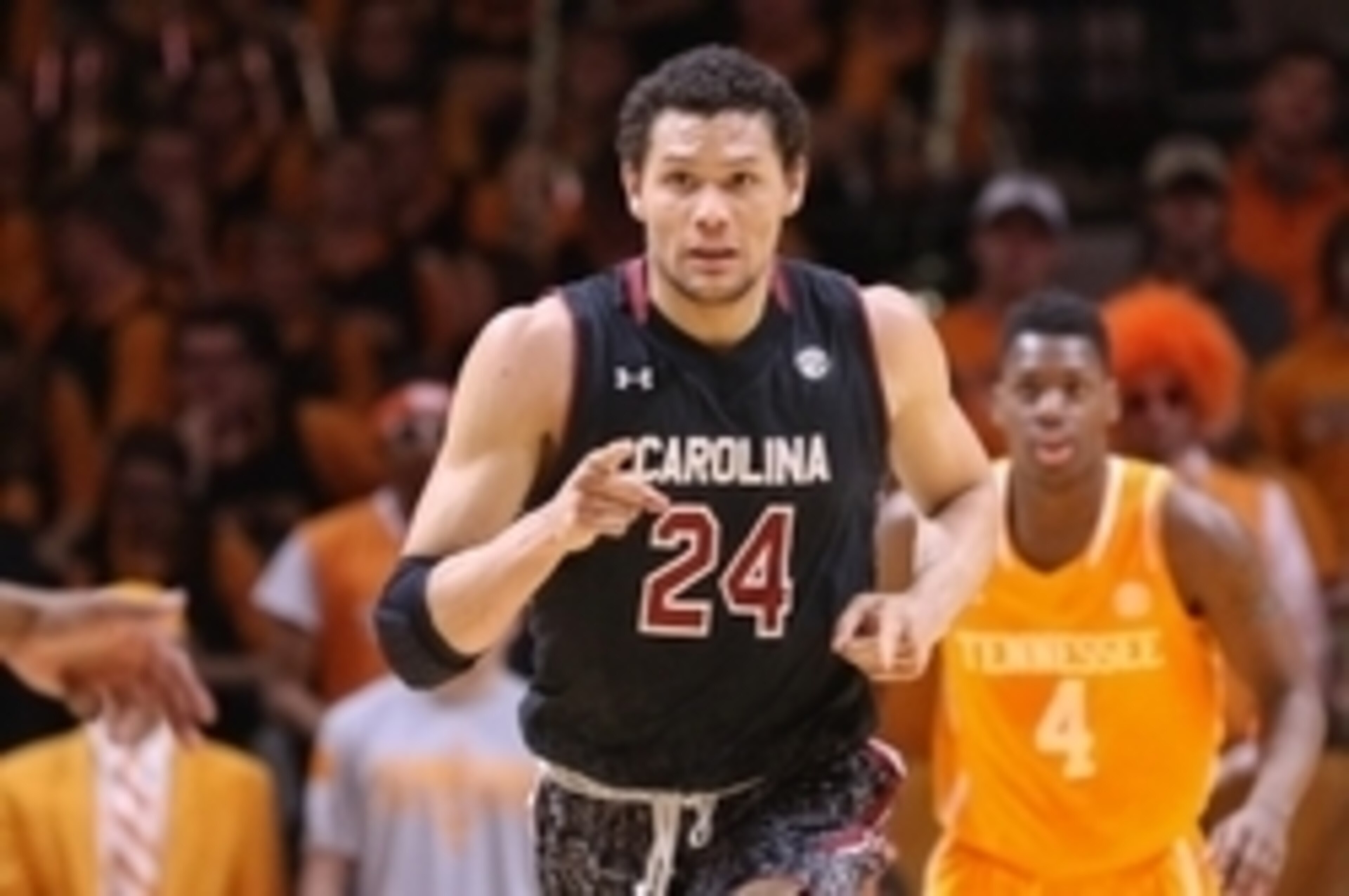 Mar 7, 2015; Knoxville, TN, USA; South Carolina Gamecocks forward Michael Carrera (24) during the game against the Tennessee Volunteers at Thompson-Boling Arena. Mandatory Credit: Randy Sartin-USA TODAY Sports