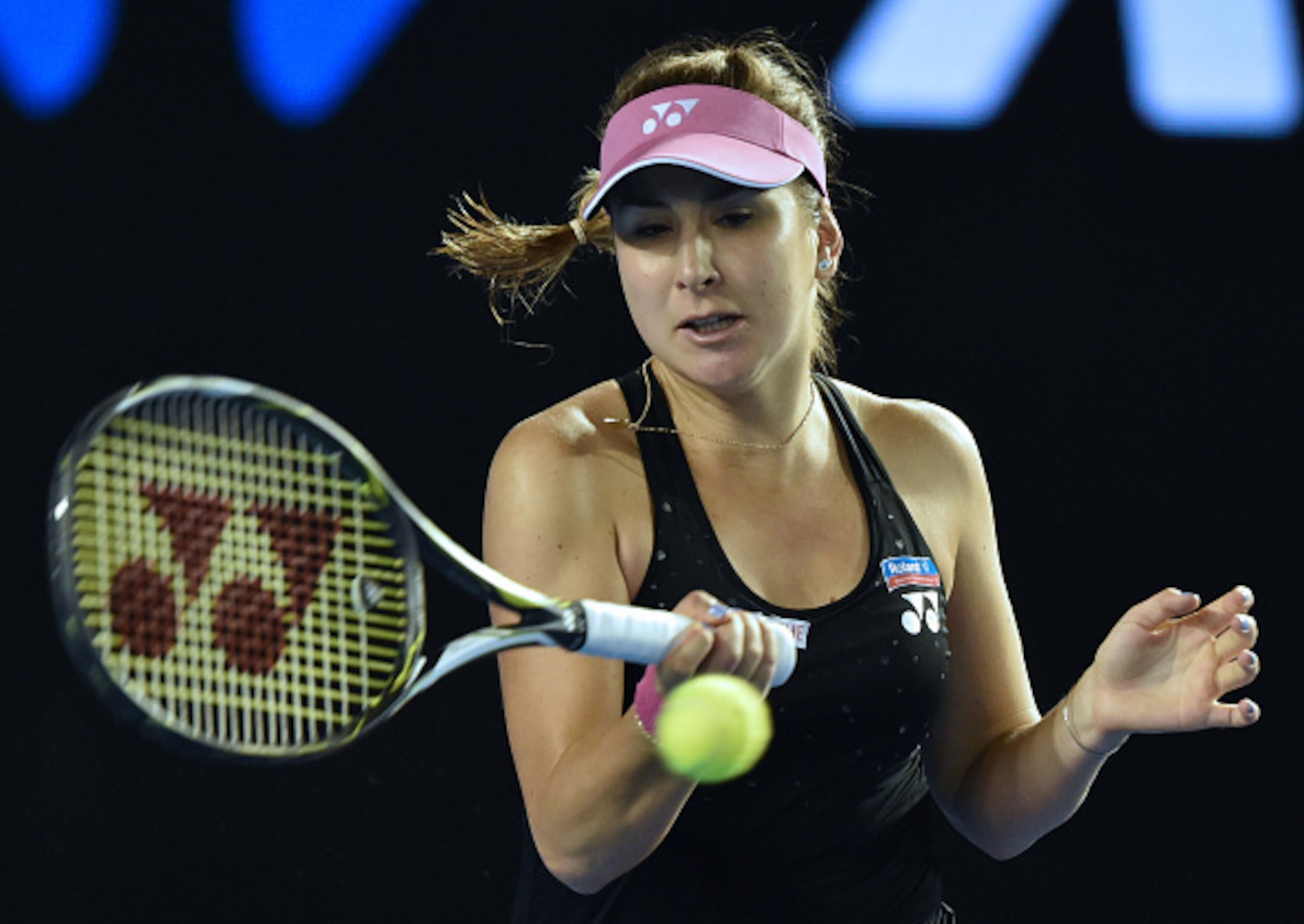 Belinda Bencic hits a forehand during the 2016 Australian Open.