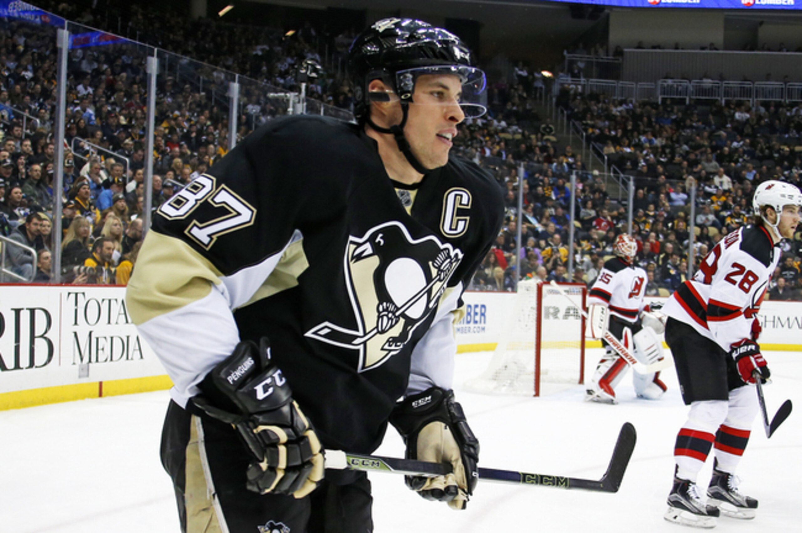Pittsburgh Penguins center Sidney Crosby is rapidly moving up among the NHL's leading scorers. Pittsburgh Penguins center Sidney Crosby is rapidly moving up among the NHL's leading scorers.