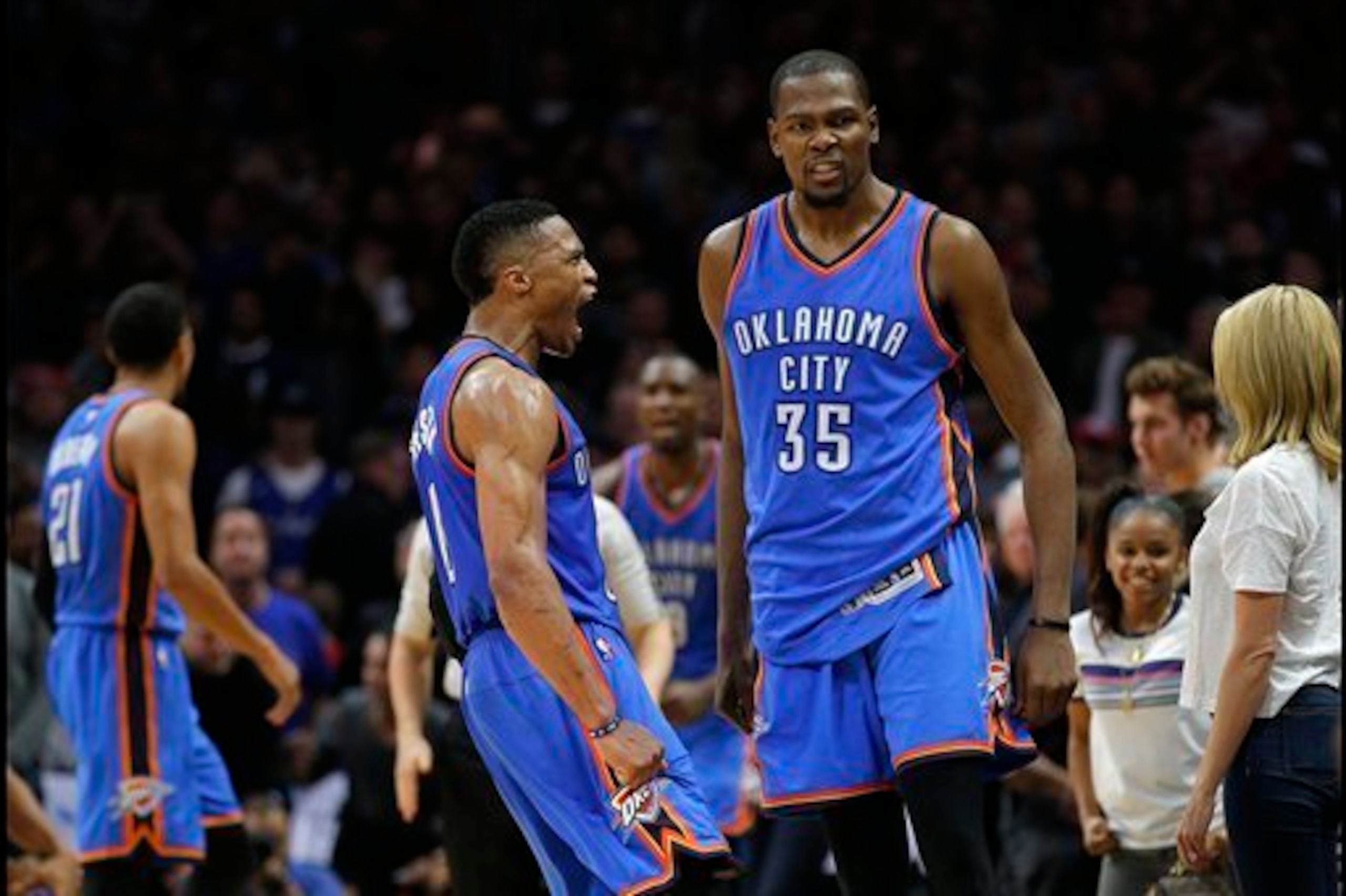 Russell Westbrook and Kevin Durant have been nearly unstoppable this season, as the Thunder's high-scoring offense has them sitting in third place in the Western Conference.