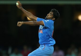 Jasprit Bumrah barely makes any use of his front arm when delivering the ball.