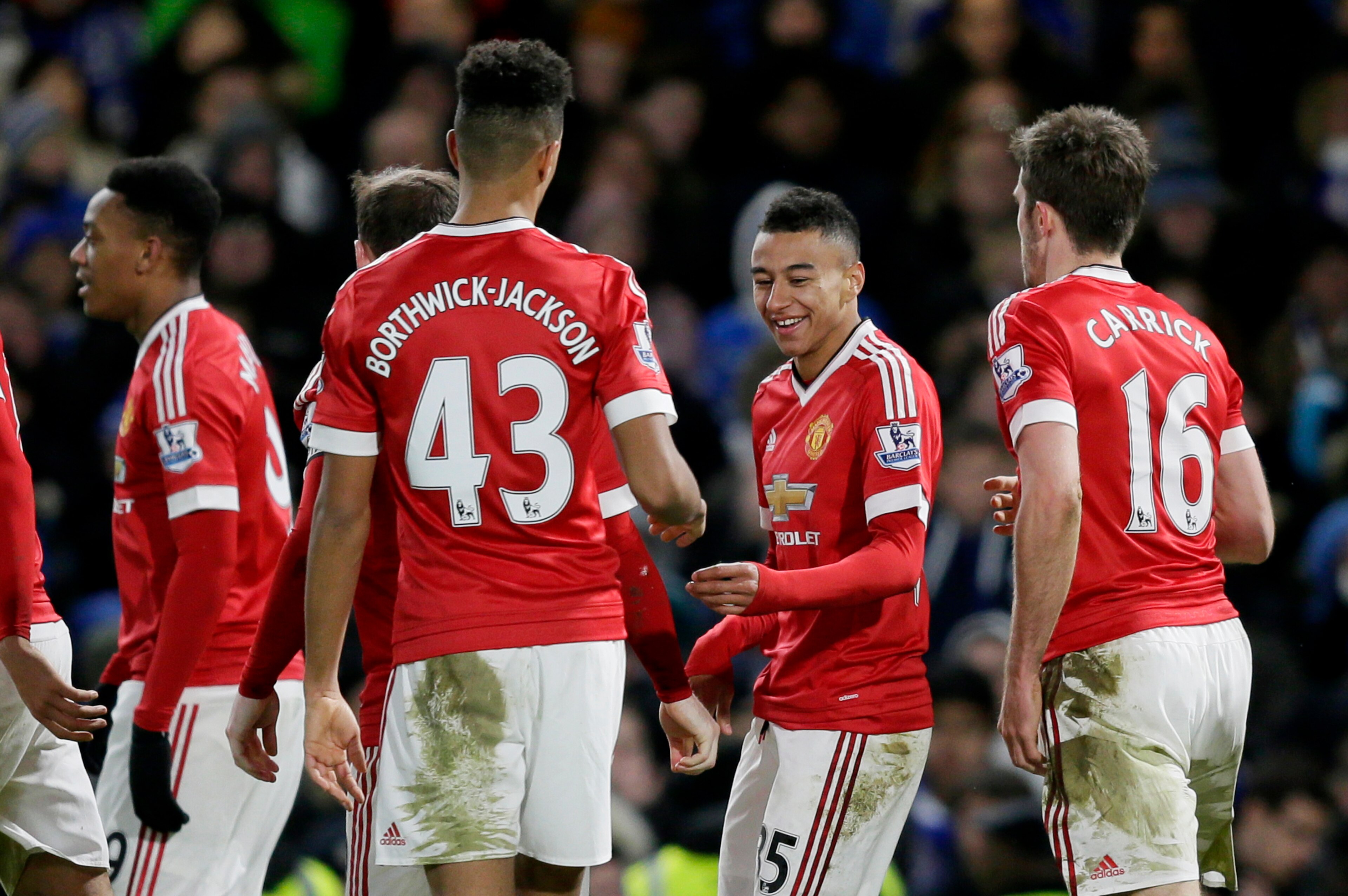 Borthwick-Jackson and Lingard celebrate. Borthwick-Jackson and Lingard celebrate.
