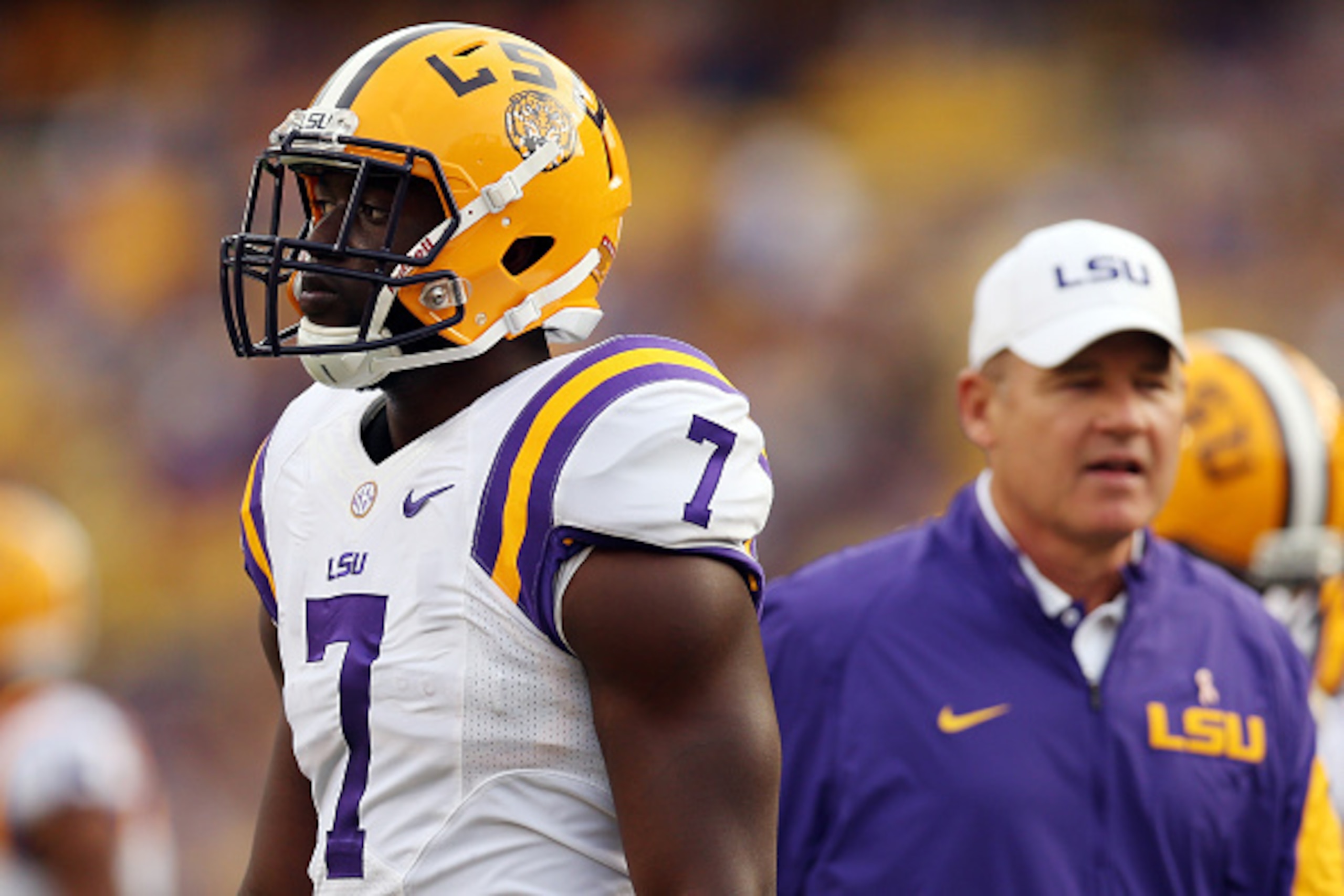 LSU RB Leonard Fournette and HC Les Miles