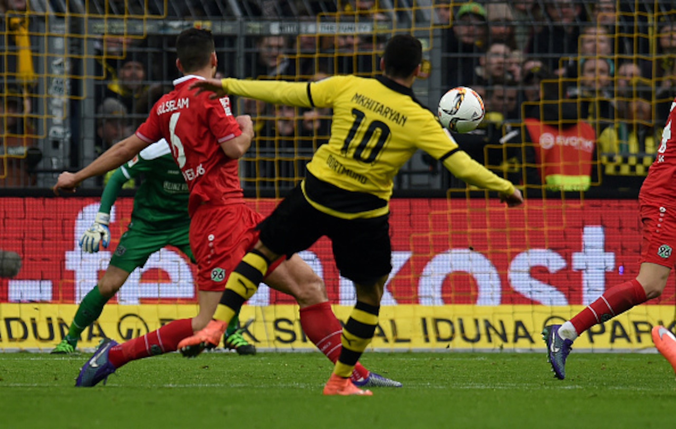 The moment that decided the game: Henrikh Mkhitaryan's effort from range breaks the deadlock.