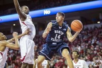 North Florida sharpshooter Dallas Moore (right)