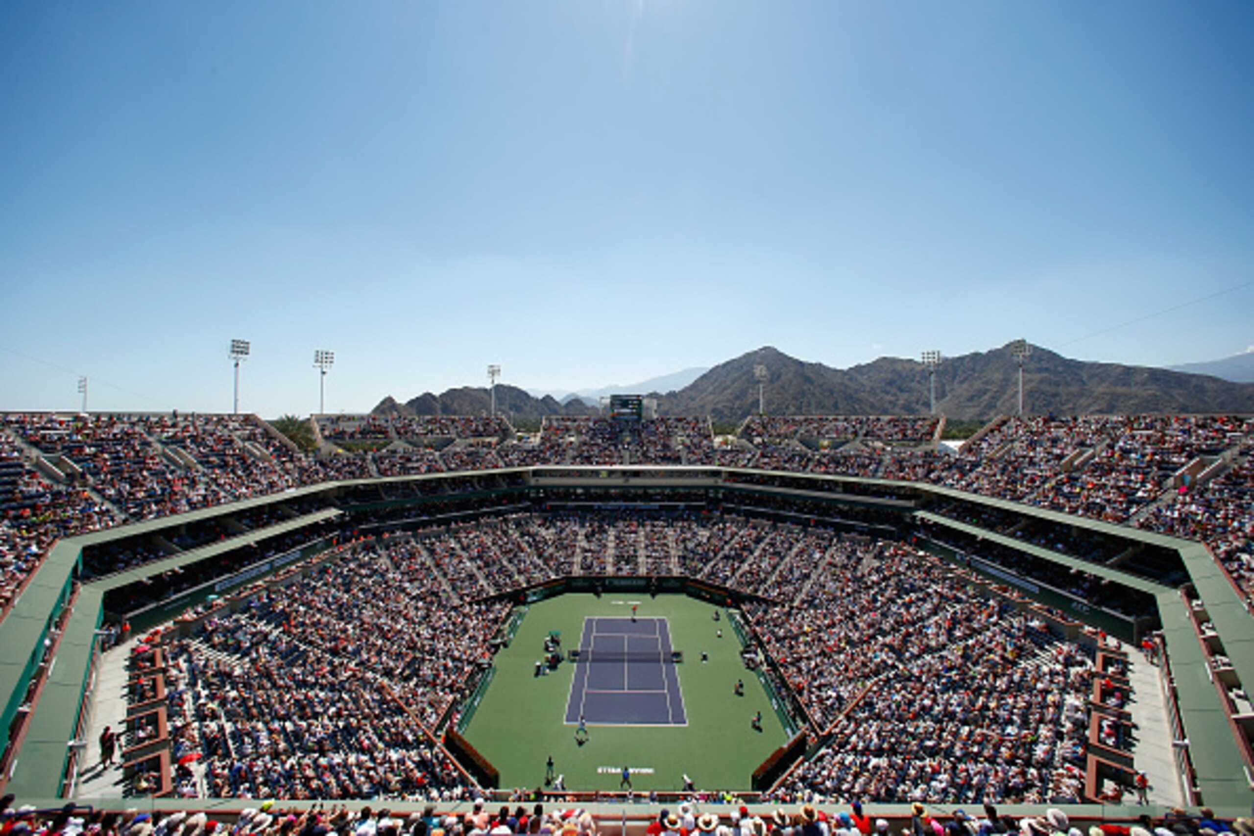 Mountains in the distance of the Indian Wells tennis tournament  in 2015.