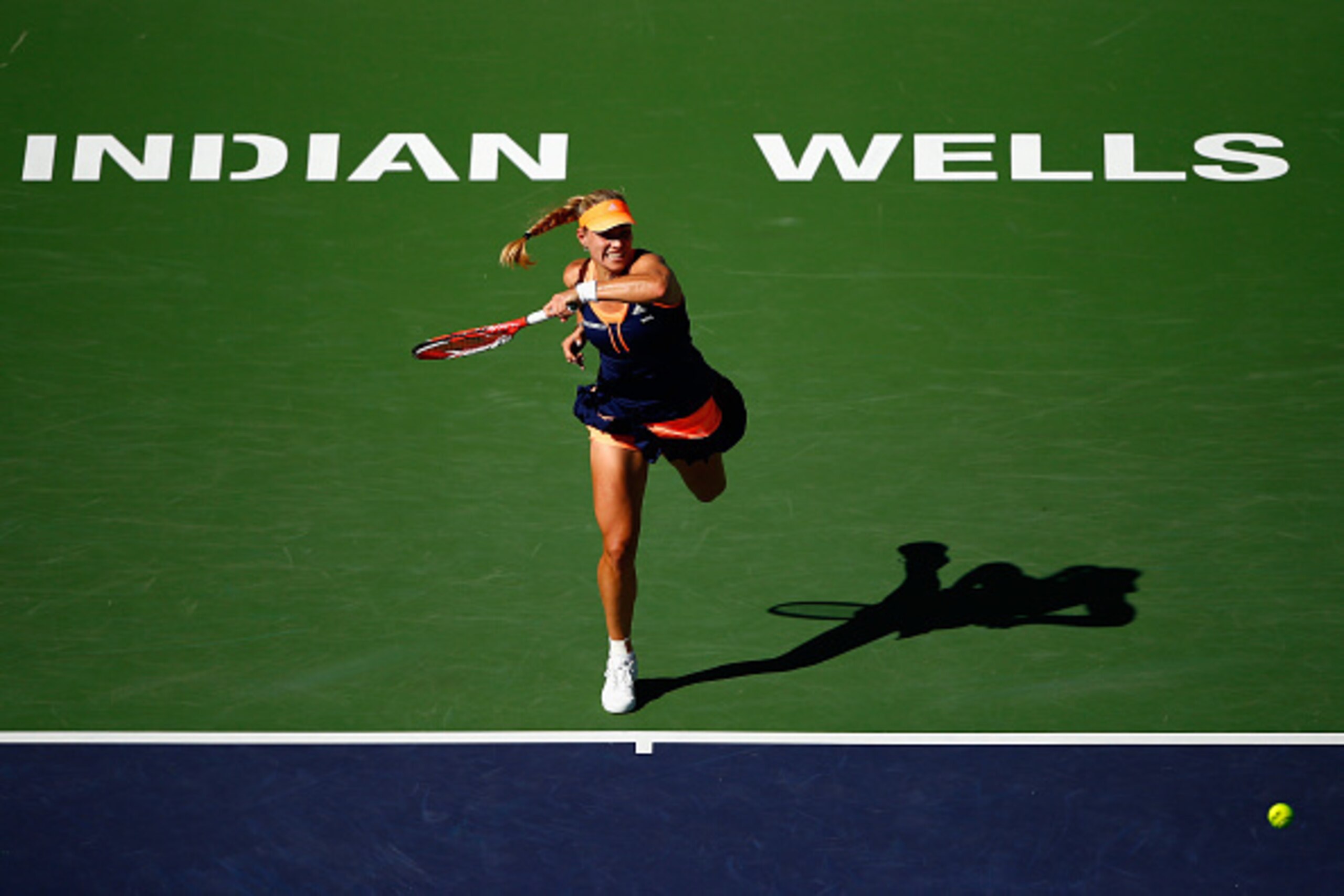 Angelique Kerber hits a forehand during the 2015 BNP Paribas Open.