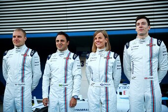 Alex Lynn (right) at the 2015 Williams unveiling.