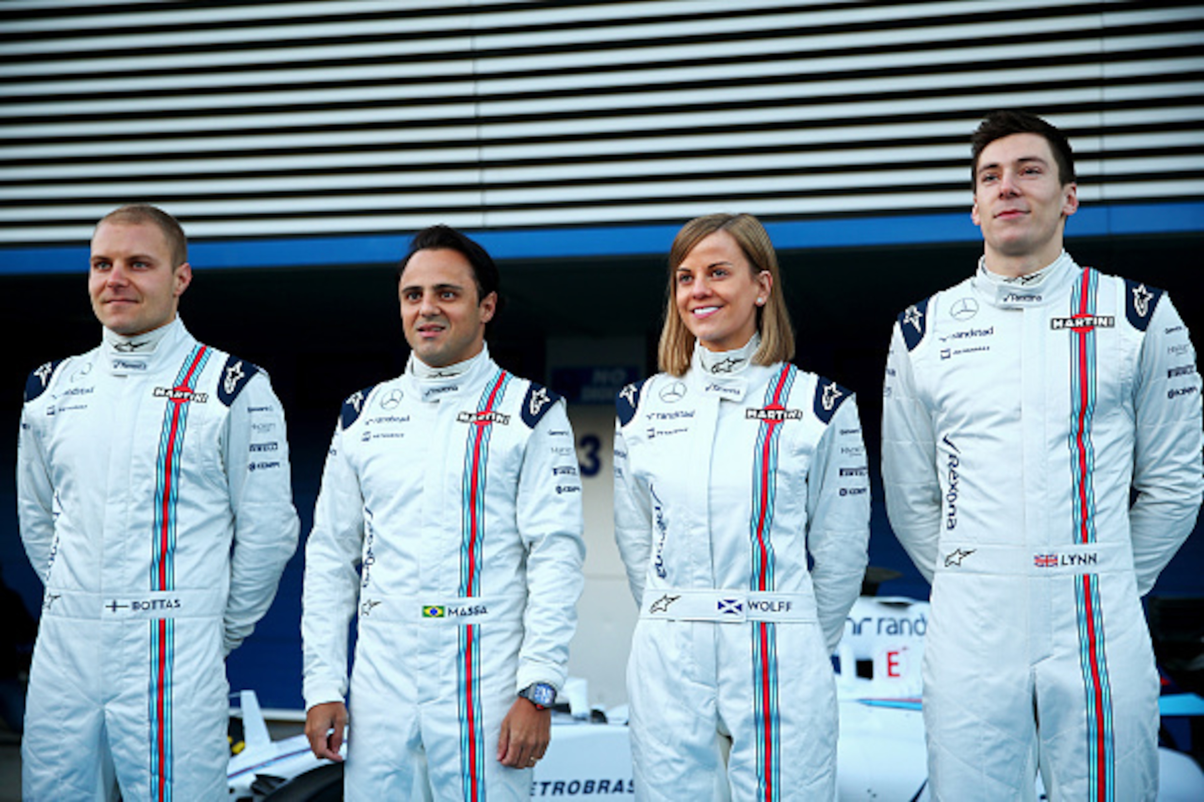 Alex Lynn (right) at the 2015 Williams unveiling.