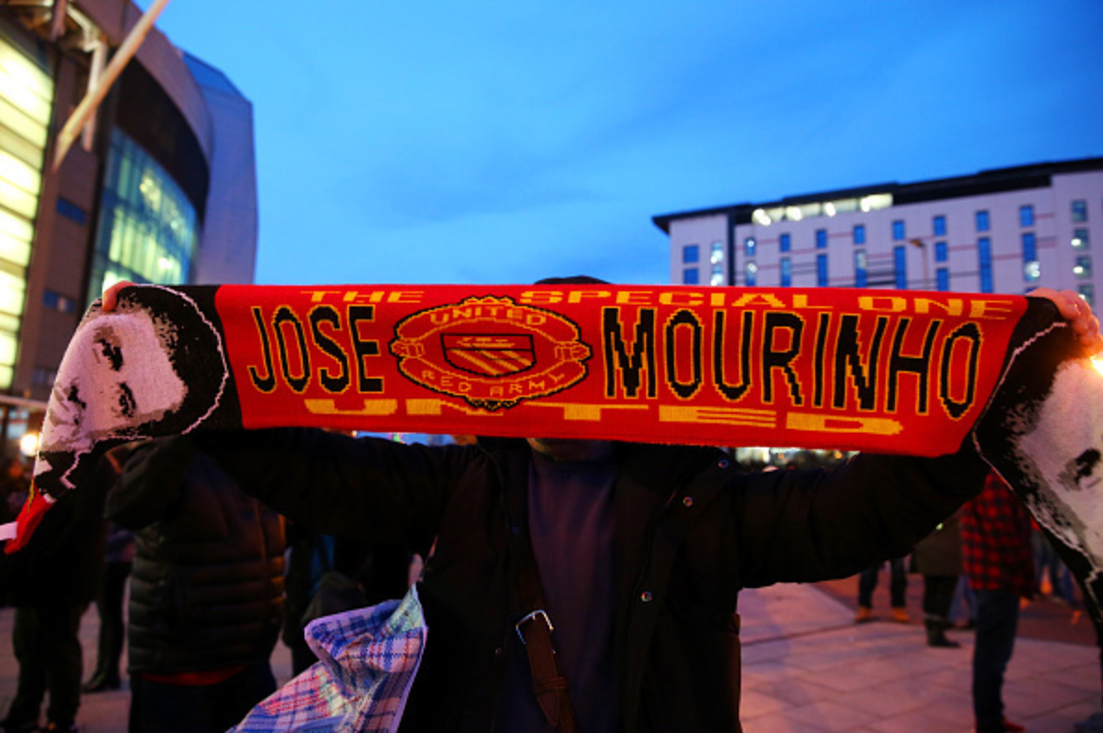 The infamous Jose Mourinho Manchester United scarf on sale ahead of United vs. Chelsea in December.