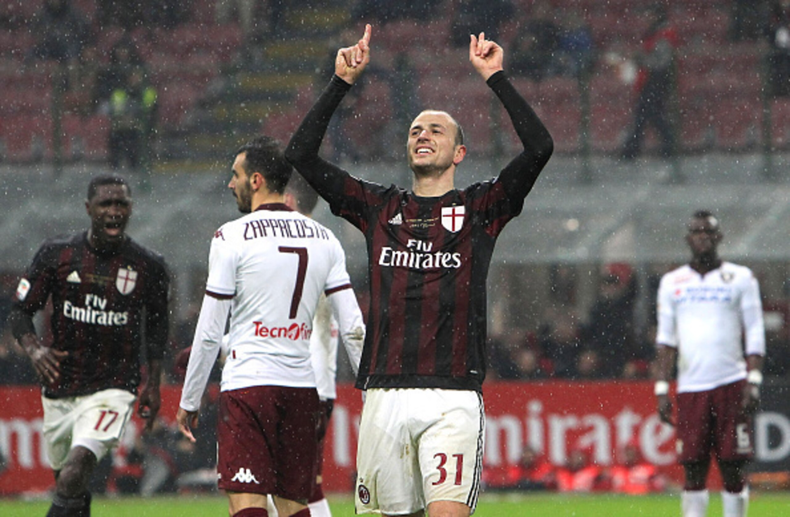 Antonelli celebrates his winner.