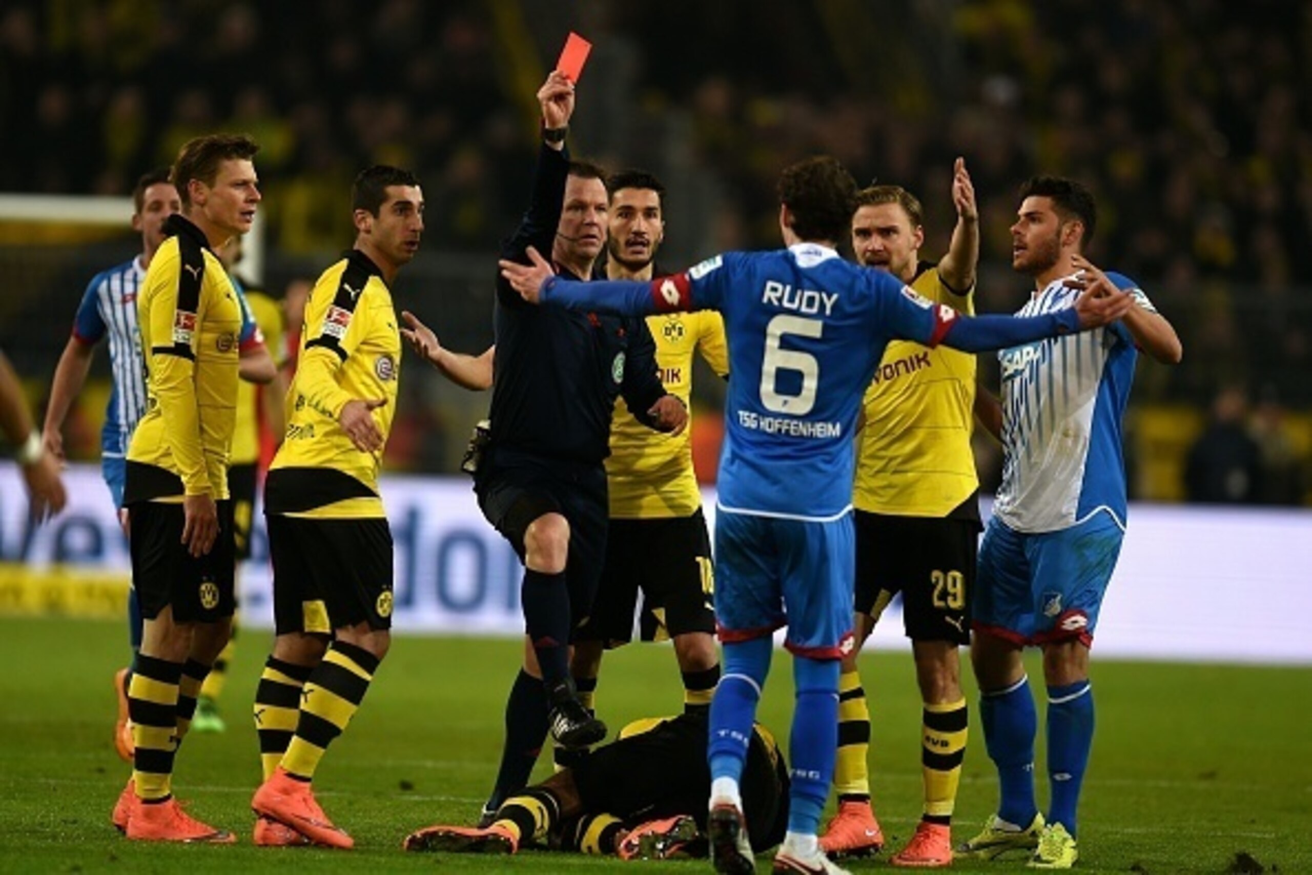 Sebastian Rudy's sending-off tilted the game in Dortmund's favour.
