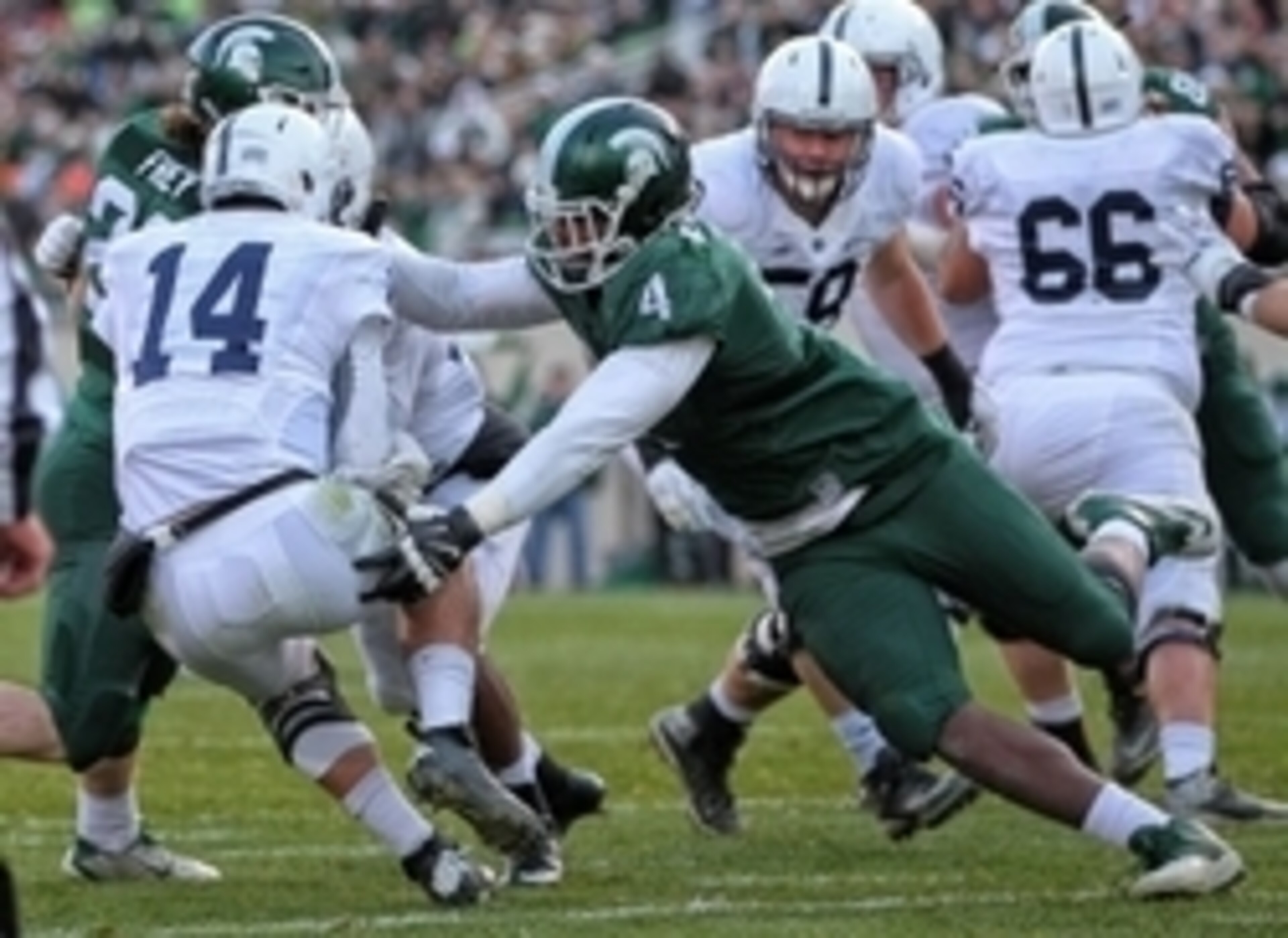 Michigan State defensive lineman Malik McDowell (4) Michigan State defensive lineman Malik McDowell (4)