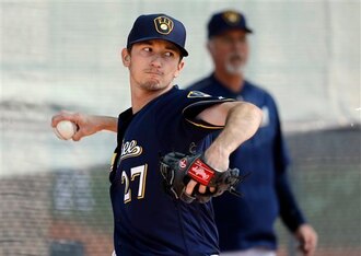 Chase Anderson is the favorite to grab the No. 5 starter job, but Zach Davies (pictured) is in the running after an impressive debut for the Brewers last season.