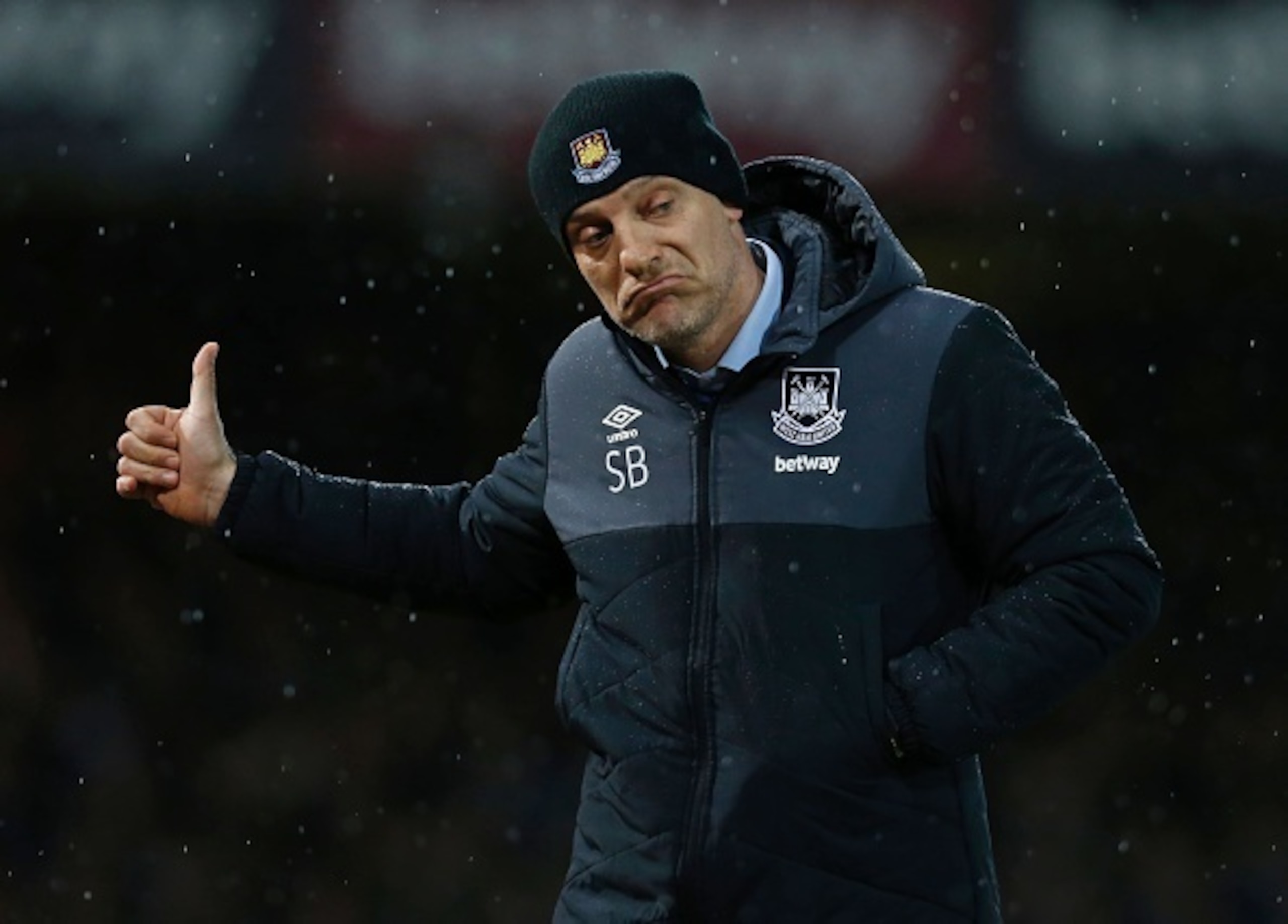 Thumbs up for Slaven Bilic during West Ham's win.