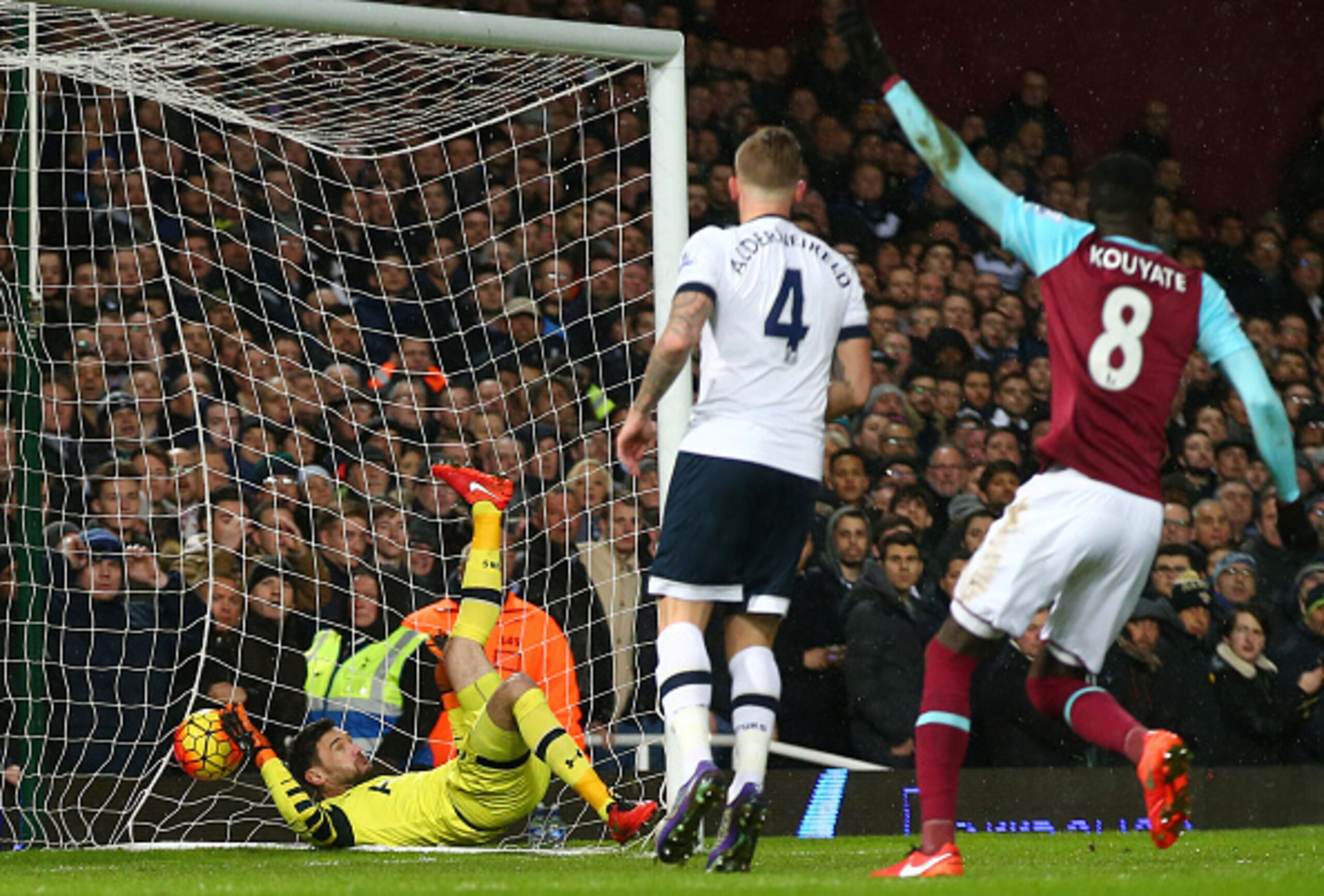 The scene after the crime: West Ham celebrate after Nacer Chadli's laxness gave them a golden early opening.