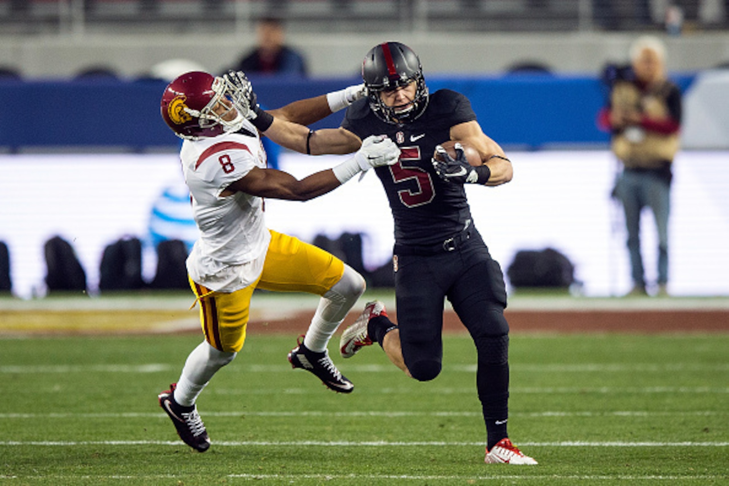 USC CB Iman Marshall and Stanford RB Christian McCaffrey