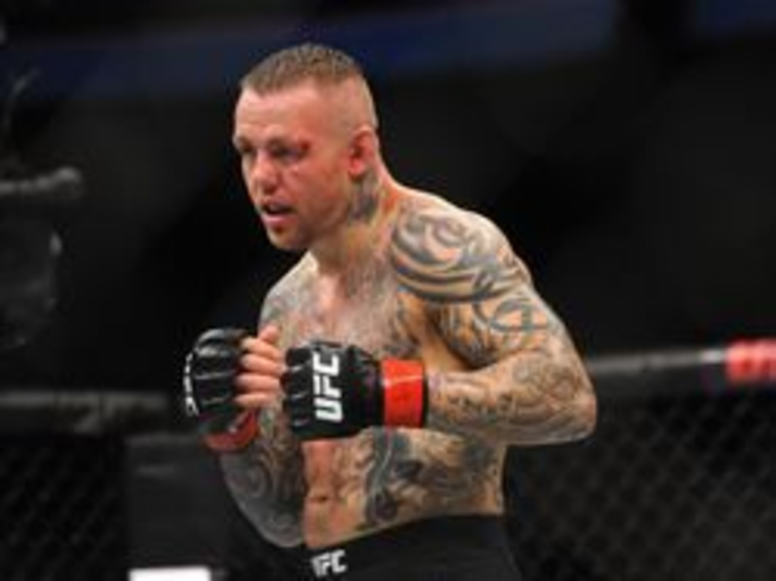 Jan 17, 2016; Boston, MA, USA; Ross Pearson (red) during a lightweight bout against Francisco Trinaldo (not pictured) at UFC Fight Night at the TD Garden. Trinaldo won after three rounds by unanimous decision.   Mandatory Credit: Bob DeChiara-USA TODAY Sp