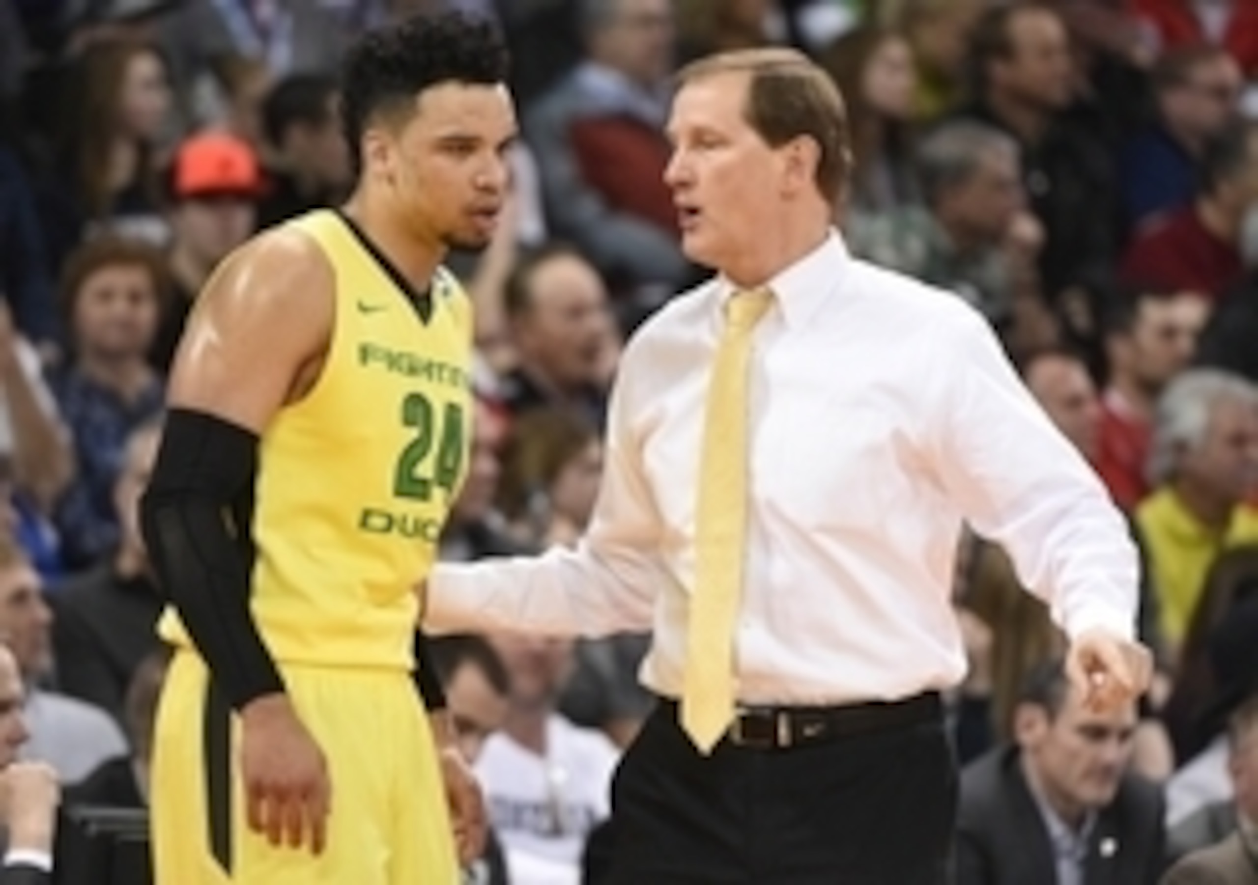 Dillon Brooks and coach Dana Altman