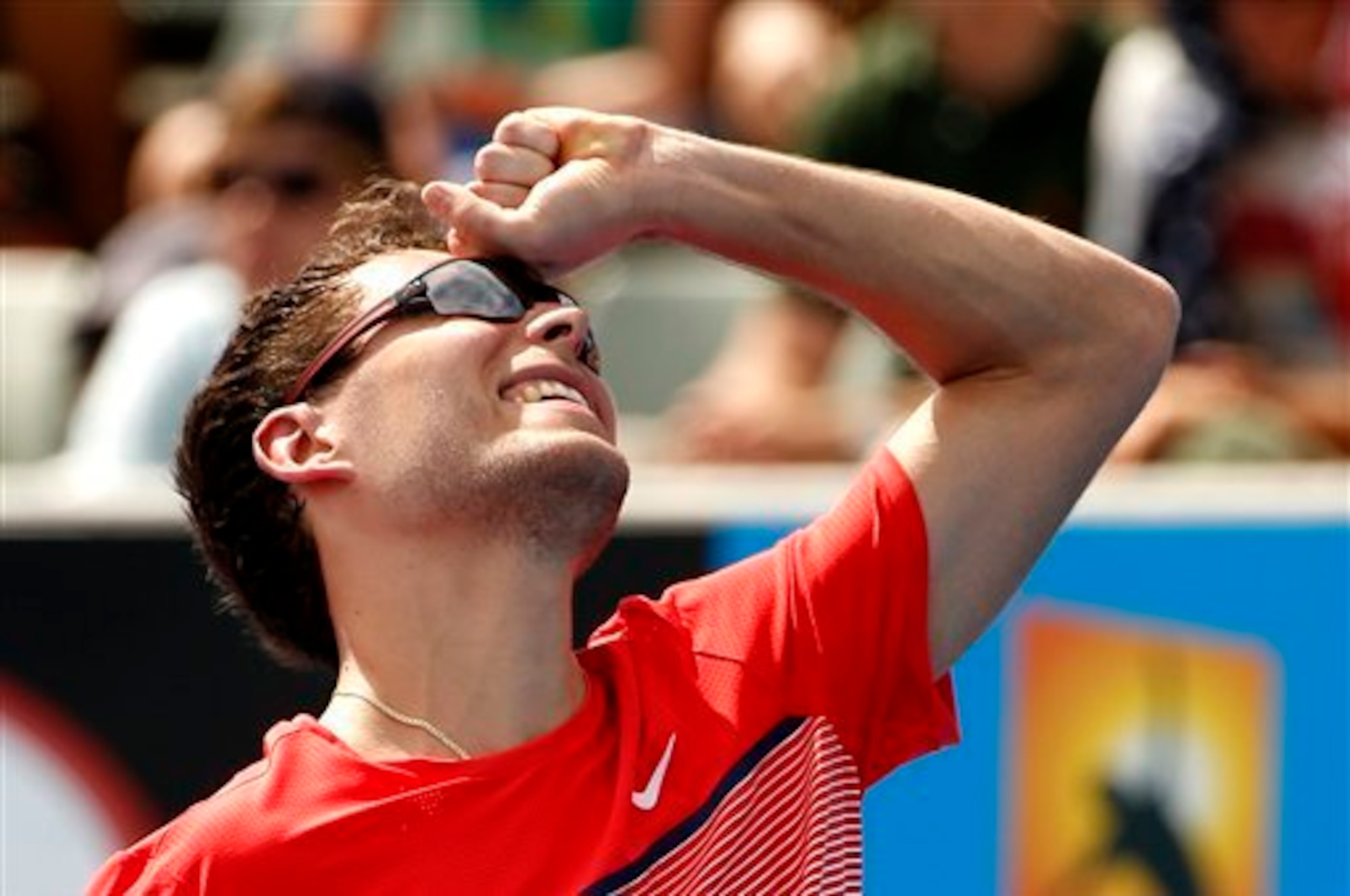 Jerzy Janowicz shows his frustration during a loss at the 2016 Australian Open.