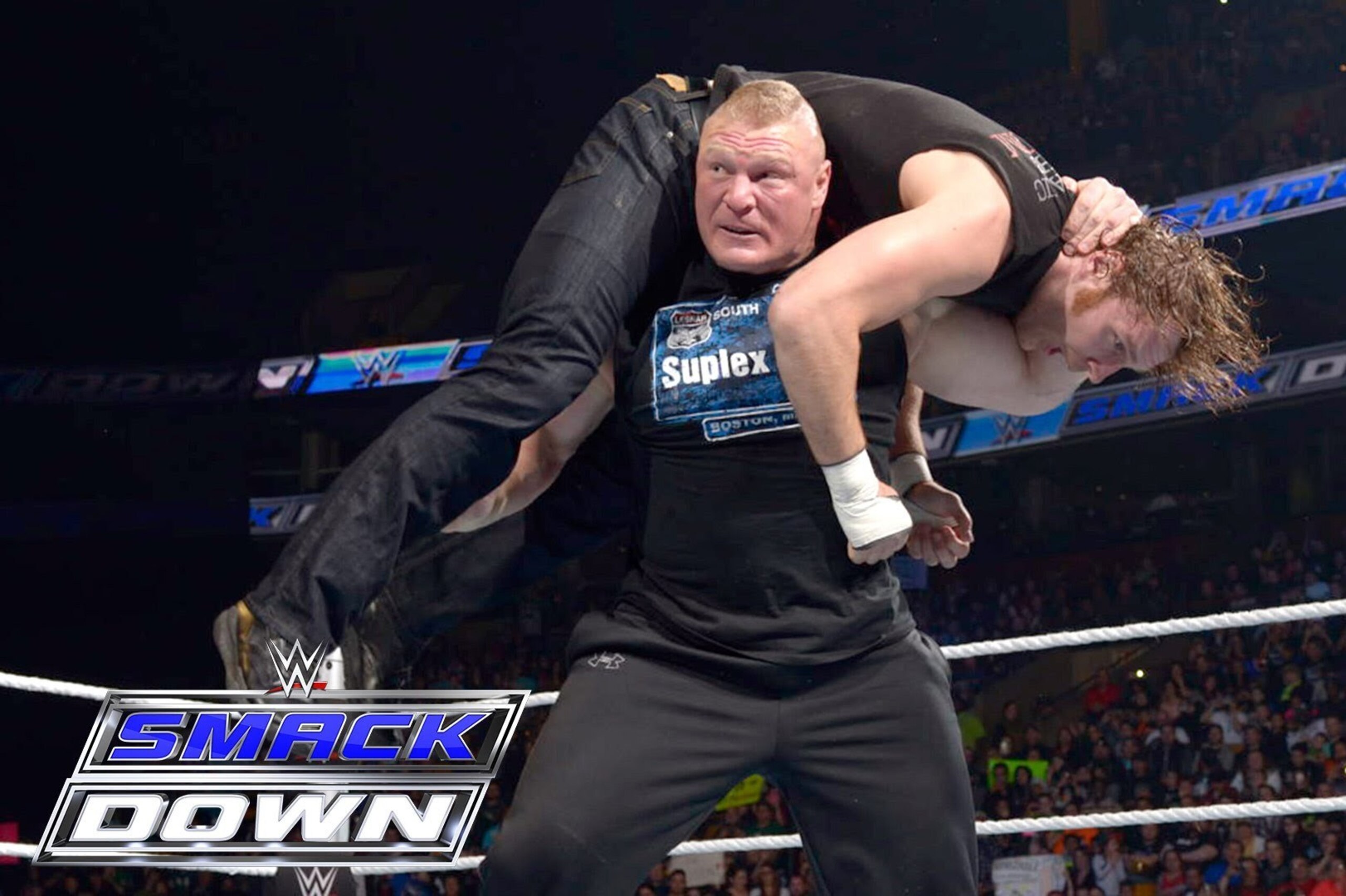 Brock Lesnar gives Dean Ambrose an F5.