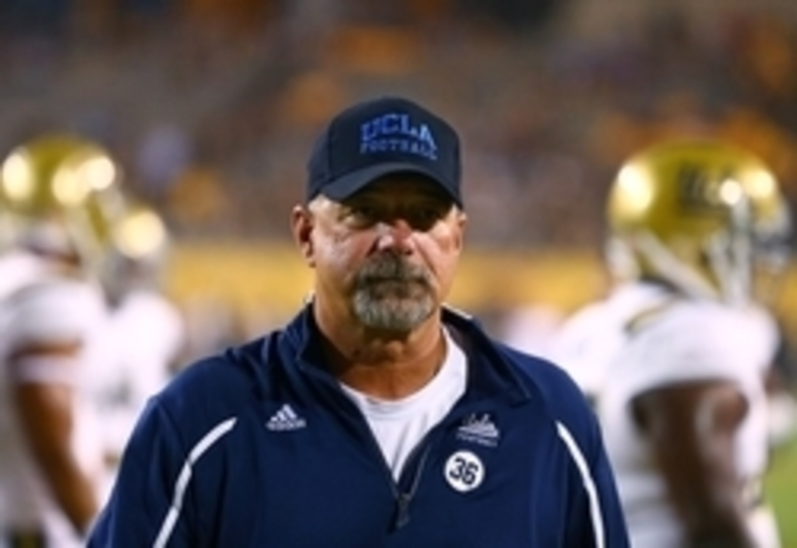 Sep 25, 2014; Tempe, AZ, USA; UCLA Bruins offensive coordinator Noel Mazzone against the Arizona State Sun Devils at Sun Devil Stadium. Mandatory Credit: Mark J. Rebilas-USA TODAY Sports