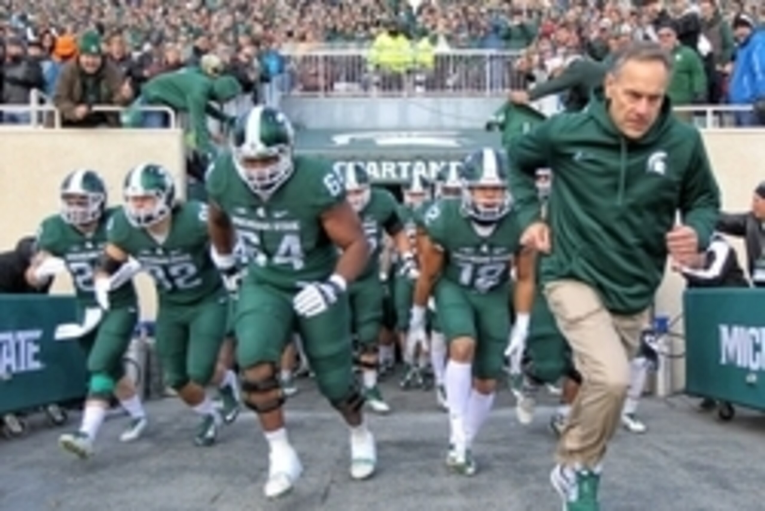 Michigan State head coach Mark Dantonio (right)
