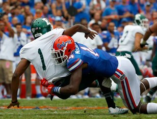 Florida's Alex McCalister has the long, athletic frame NFL teams love in an edge-rusher.