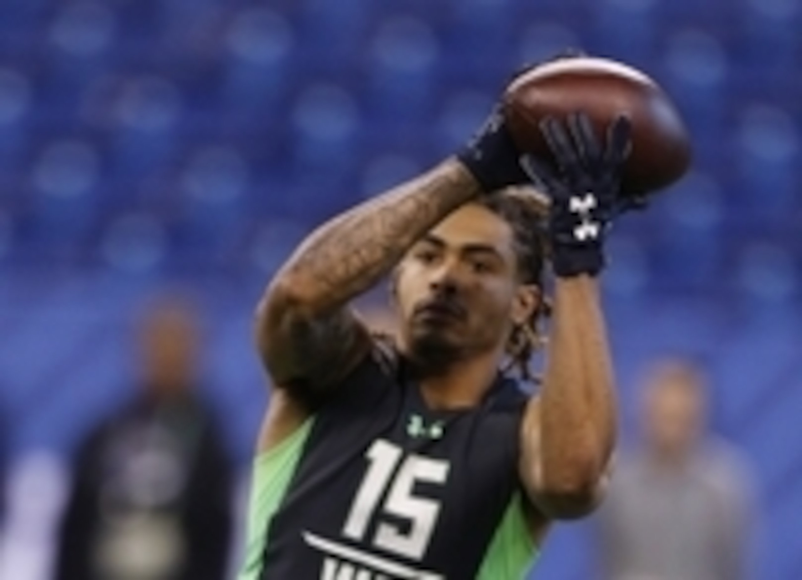 Feb 27, 2016; Indianapolis, IN, USA; Notre Dame Fighting Irish wide receiver Will Fuller catches a pass during the 2016 NFL Scouting Combine at Lucas Oil Stadium. Mandatory Credit: Brian Spurlock-USA TODAY Sports