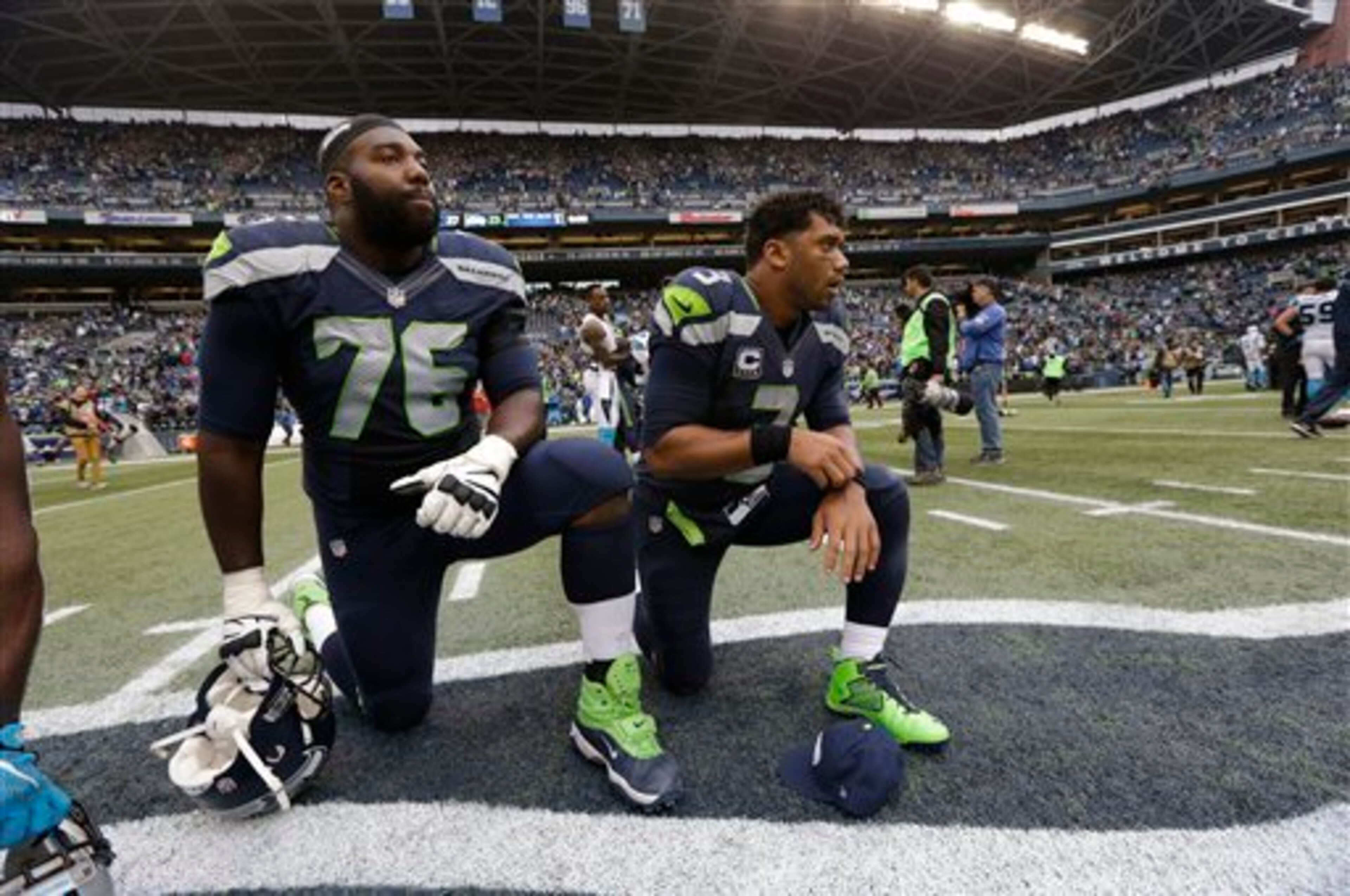 With left tackle Russell Okung departing for the Denver Broncos in free agency, the Seahaws would do well to draft his replacement in the first round. With left tackle Russell Okung departing for the Denver Broncos in free agency, the Seahaws would do well to draft his replacement in the first round.