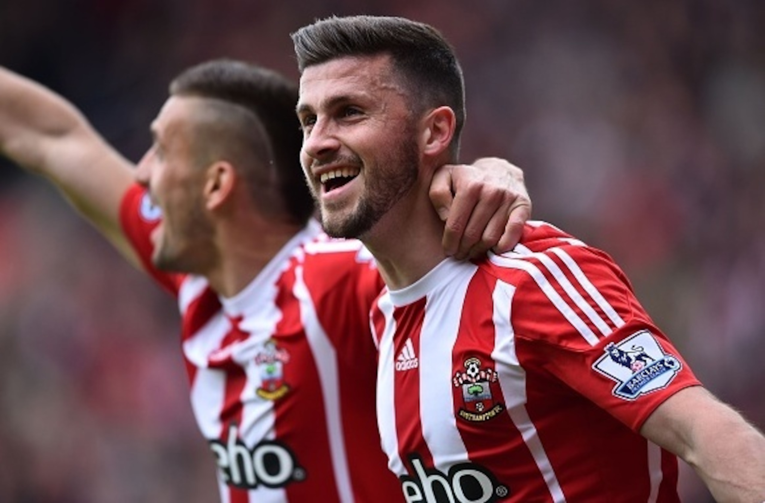 Shane Long celebrates after giving Southampton the lead on Sunday.