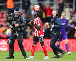 Sadio Mane finds a unique way to carry off the match ball after his hat-trick.
