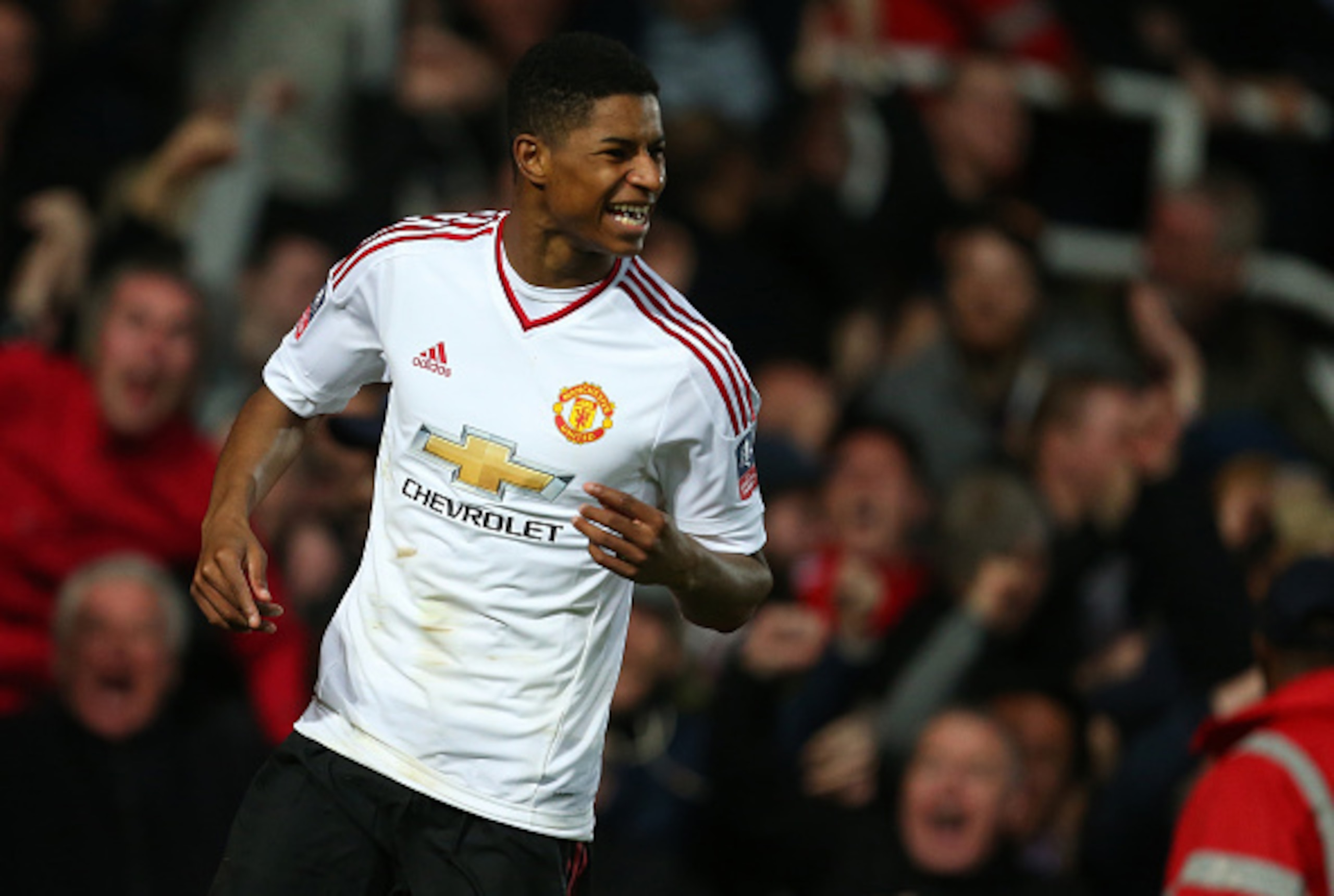 Marcus Rashford celebrates his goal against West Ham United. Marcus Rashford celebrates his goal against West Ham United.