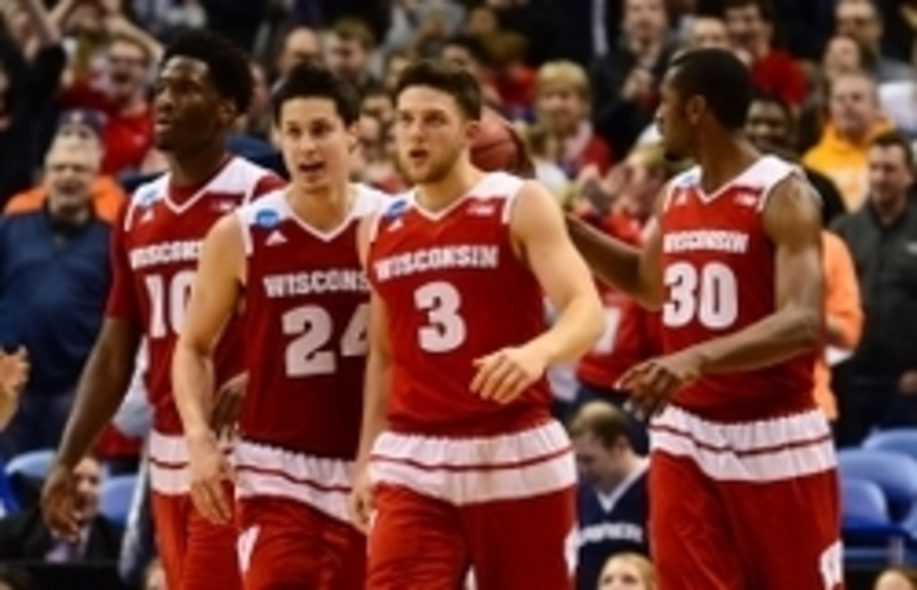 Zak Showalter (3), Bronson Koenig (24), Nigel Hayes (10), Vitto Brown (30)
