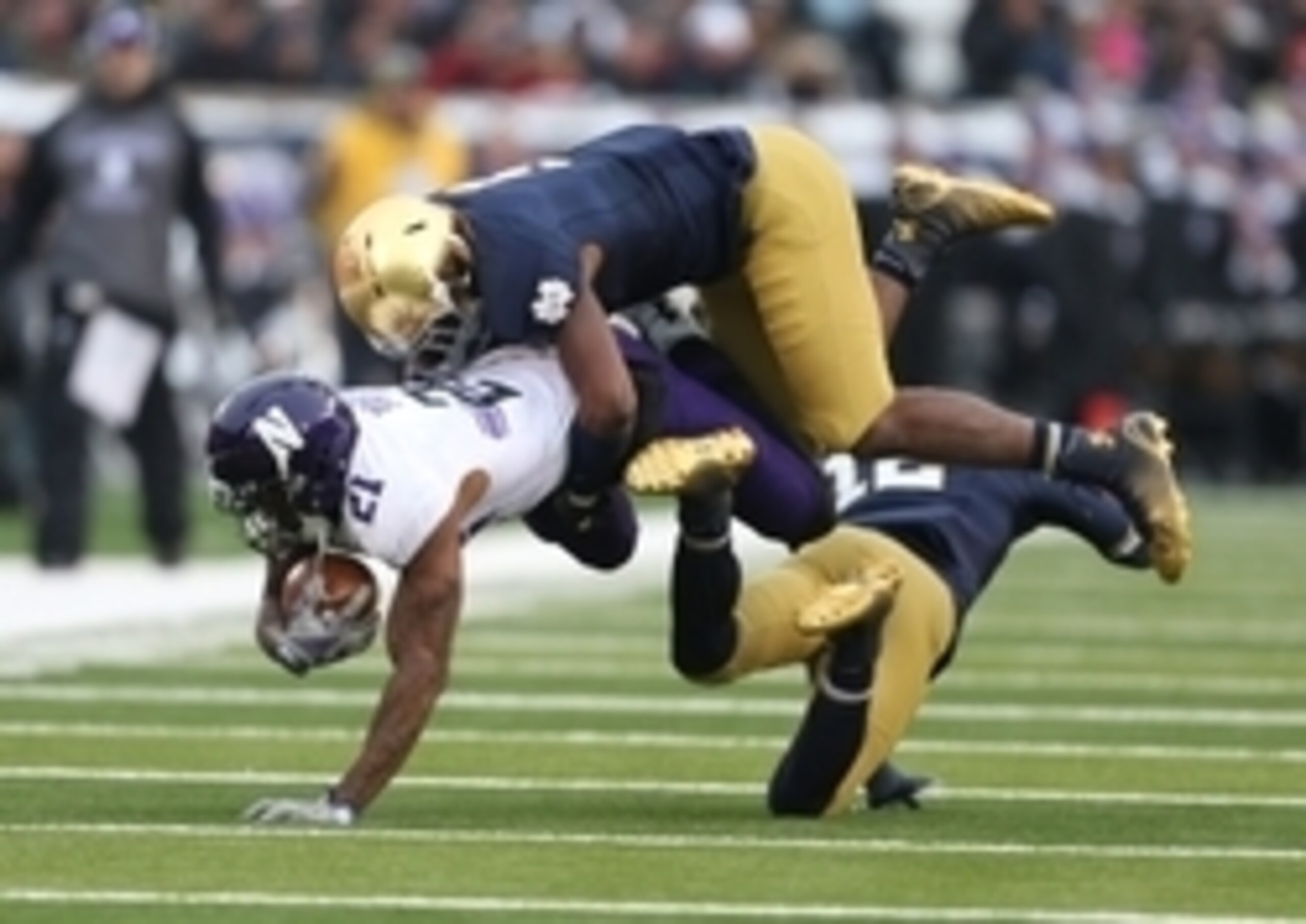 LB Nyles Morgan makes a tackle. LB Nyles Morgan makes a tackle.