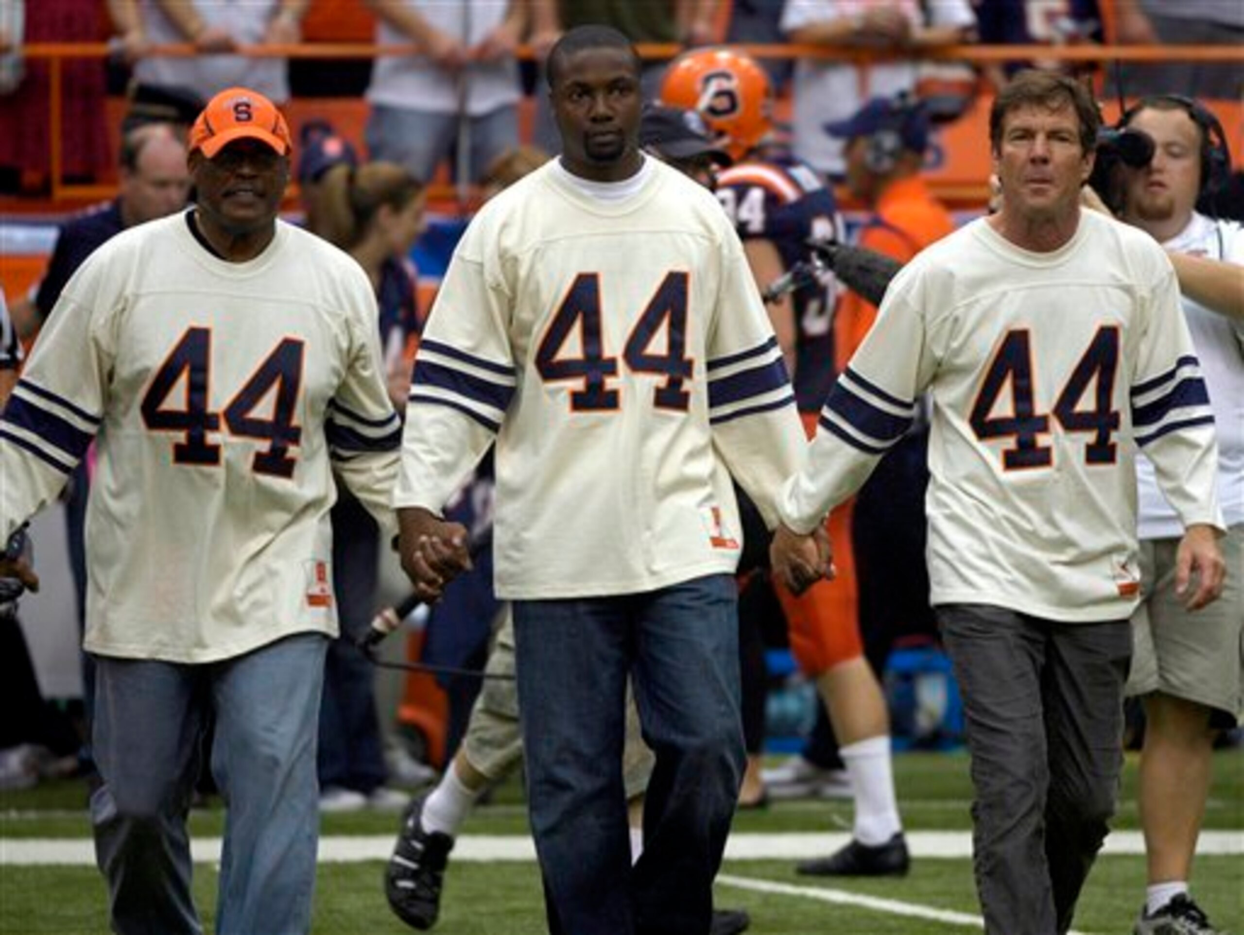 The late Ernie Davis, who wore No. 44, left a strong legacy at Syracuse. The late Ernie Davis, who wore No. 44, left a strong legacy at Syracuse.