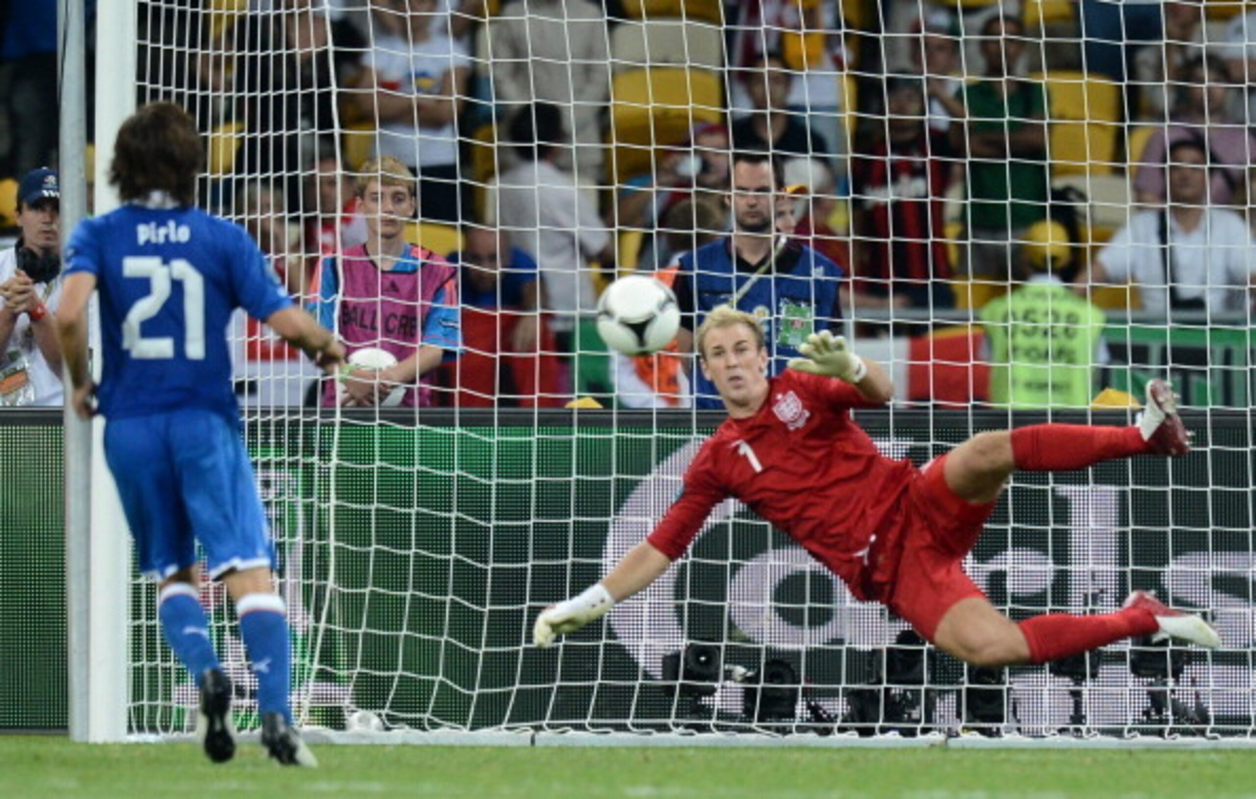 There was little Joe Hart could do against the classy Andrea Pirlo as Italy beat England 4-2 on penalties in their quarter-final clash at Euro 2012.