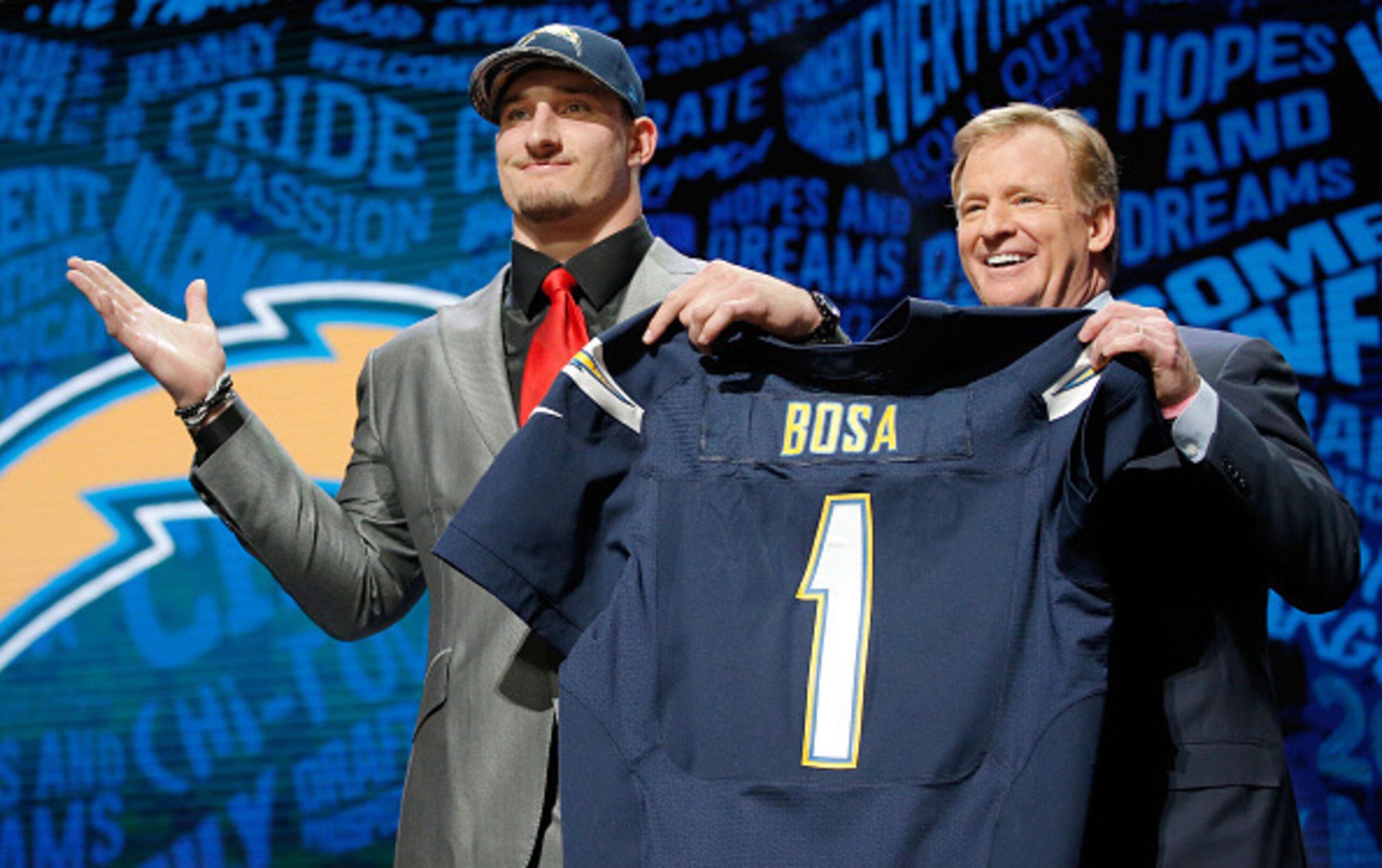 Former Ohio State standout Joey Bosa becomes the new face of the Chargers defense. Former Ohio State standout Joey Bosa becomes the new face of the Chargers defense.