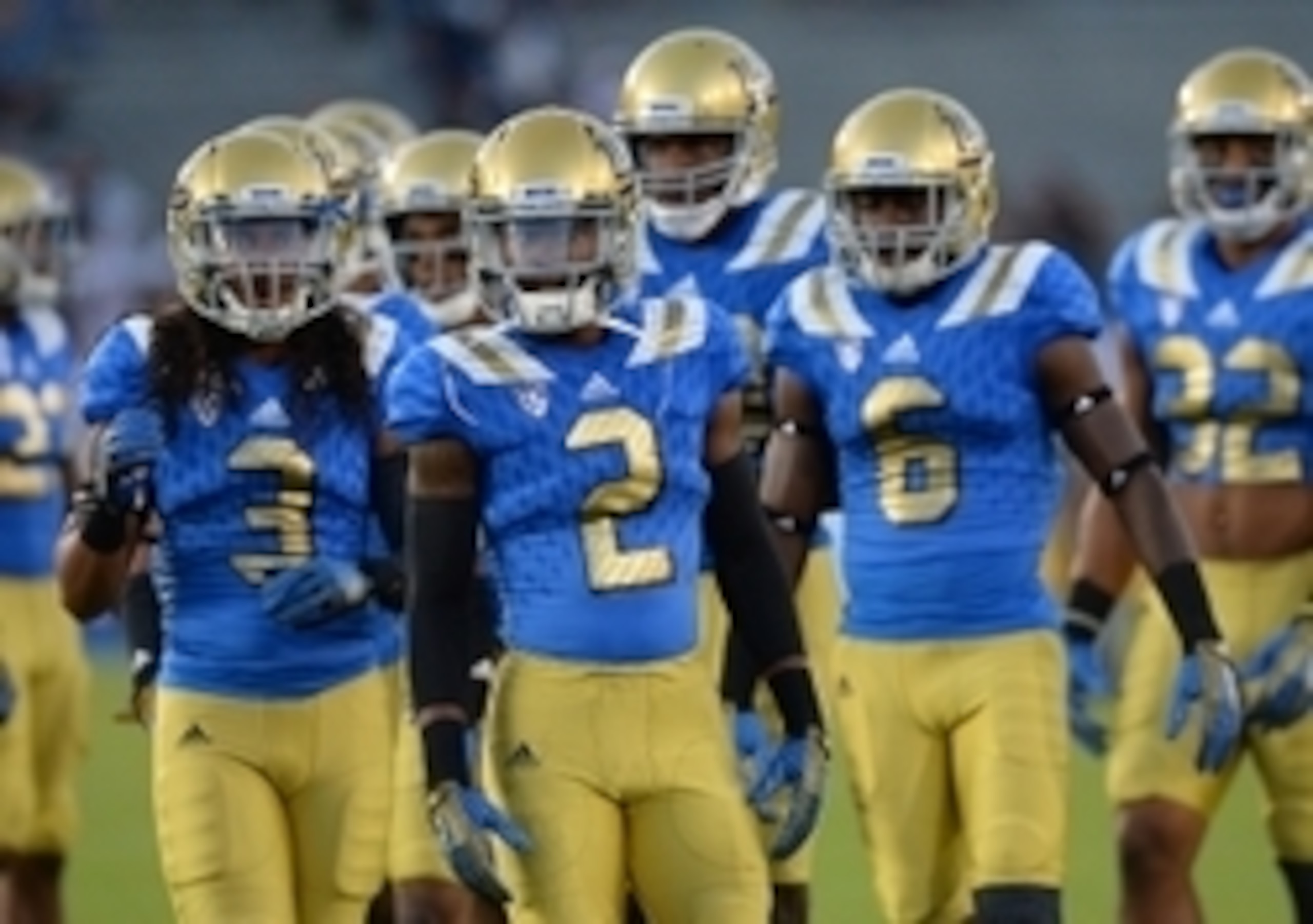 UCLA DBs Randall Goforth, Jaleel Wadood and Adarius Pickett