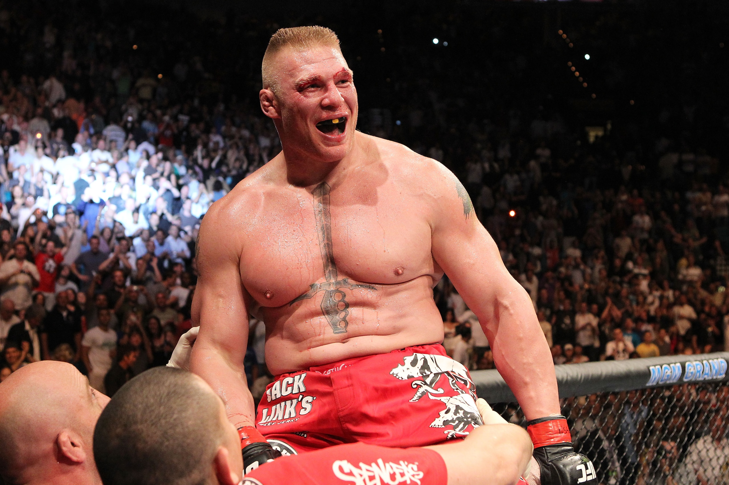 No. 12: Brock Lesnar triumphs over diverticulitis and Shane Carwin. No. 12: Brock Lesnar triumphs over diverticulitis and Shane Carwin.