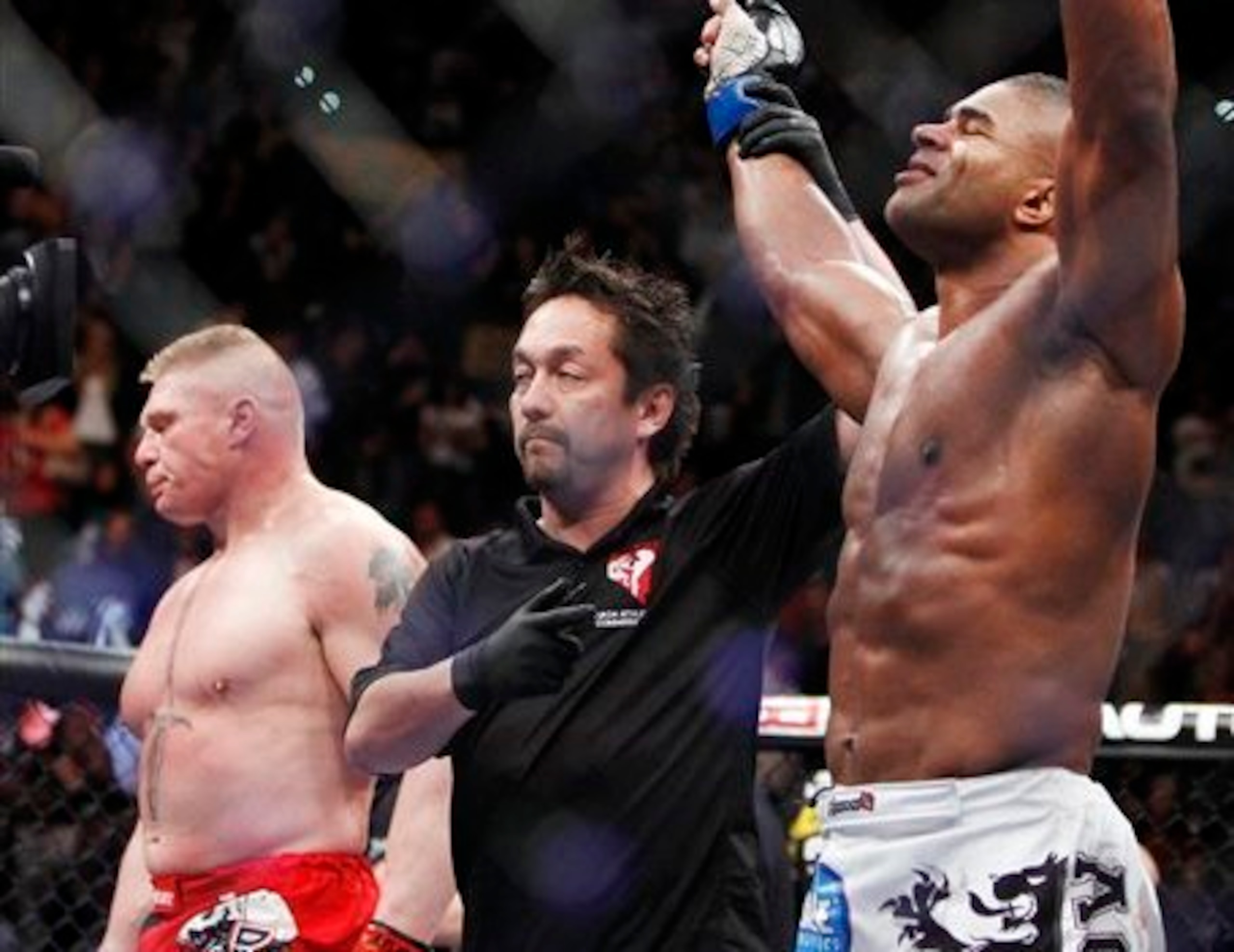Alistair Overeem (right) celebrates a big victory.