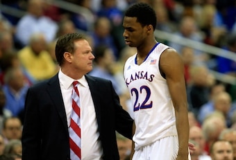 Bill Self and Andrew Wiggins (22)