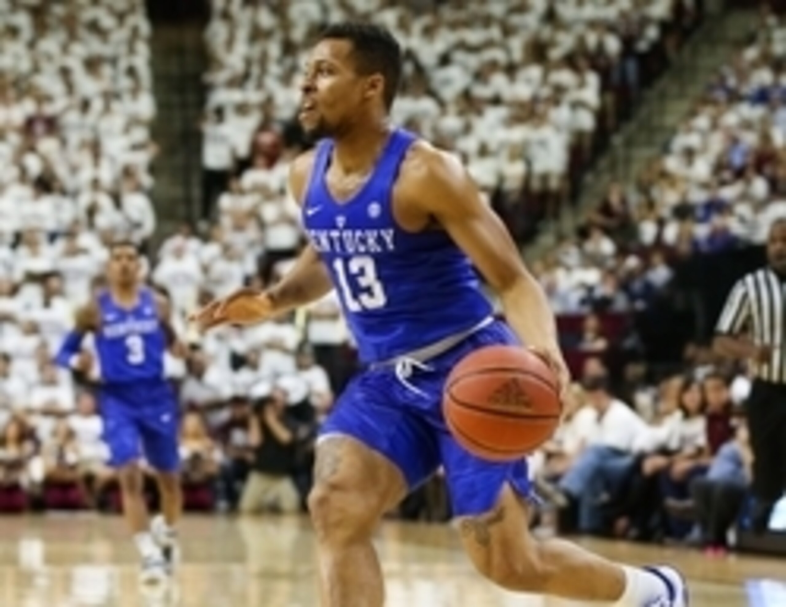 Feb 20, 2016; College Station, TX, USA; Kentucky Wildcats guard Isaiah Briscoe (13) in action during a game against the Texas A&M Aggies at Reed Arena. Mandatory Credit: Troy Taormina-USA TODAY Sports Feb 20, 2016; College Station, TX, USA; Kentucky Wildcats guard Isaiah Briscoe (13) in action during a game against the Texas A&M Aggies at Reed Arena. Mandatory Credit: Troy Taormina-USA TODAY Sports