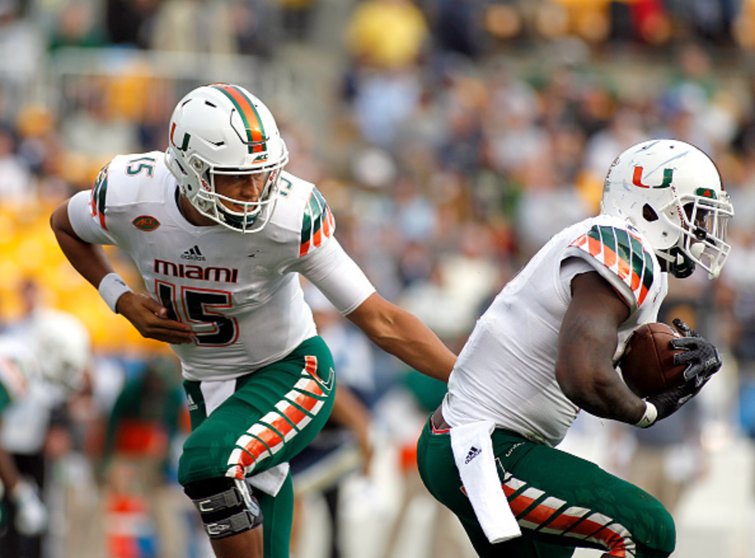 Miami QB Brad Kaaya and RB Joseph Yearby Miami QB Brad Kaaya and RB Joseph Yearby