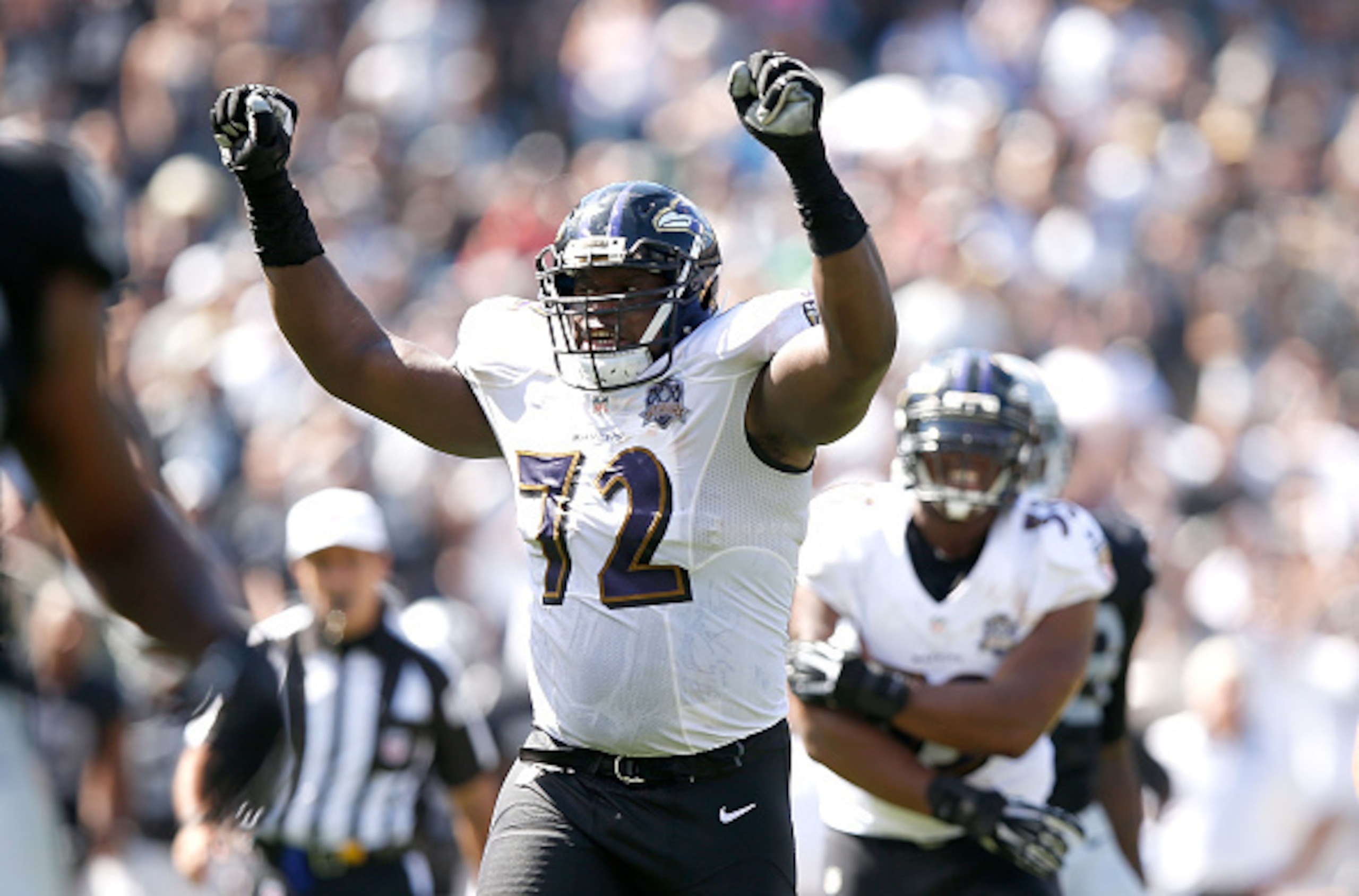Kelechi Osemele played both guard and tackle for the Ravens last season. Kelechi Osemele played both guard and tackle for the Ravens last season.