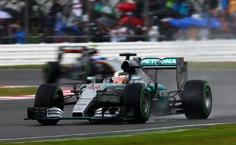 Lewis Hamilton won a rainy 2015 British Grand Prix.