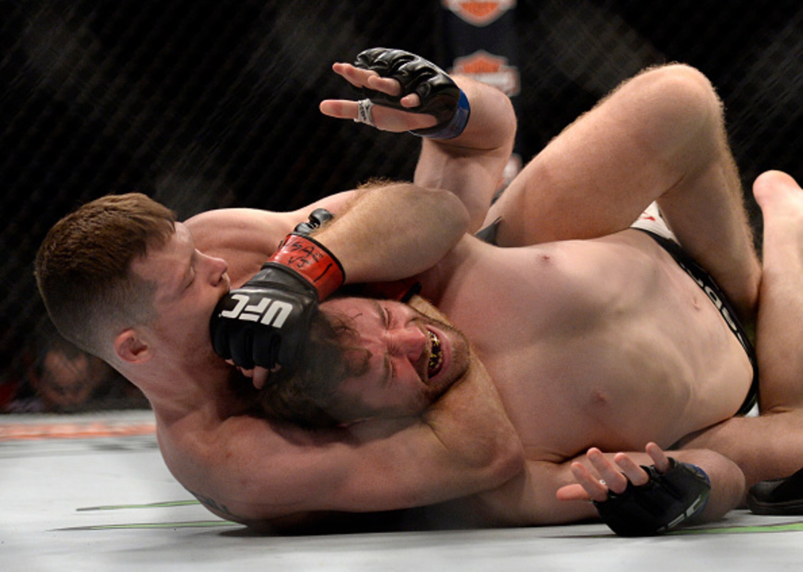 Joe Duffy (left) submits Mitch Clarke.
