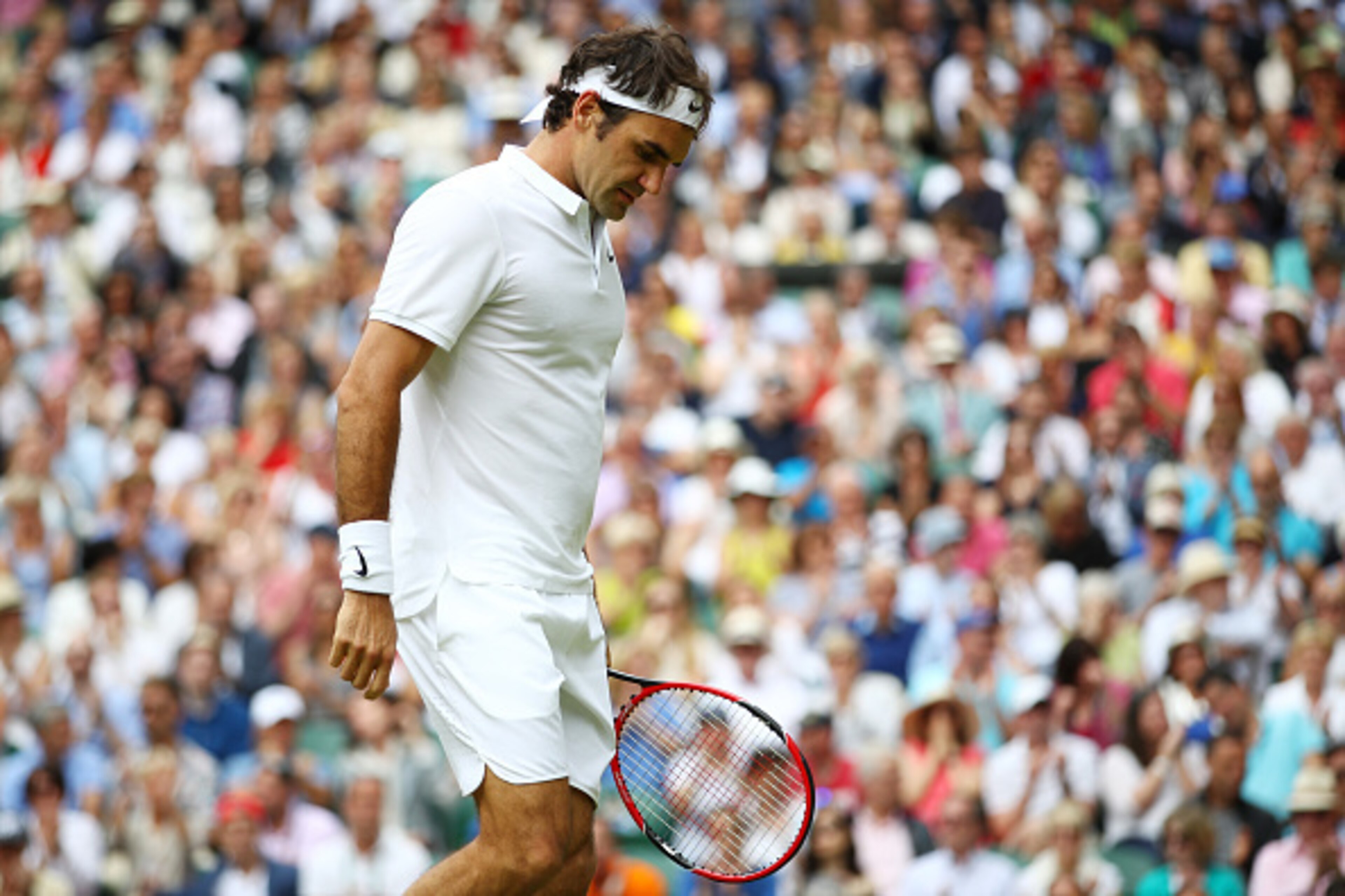 Roger Federer during the semifinals at Wimbledon 2016.