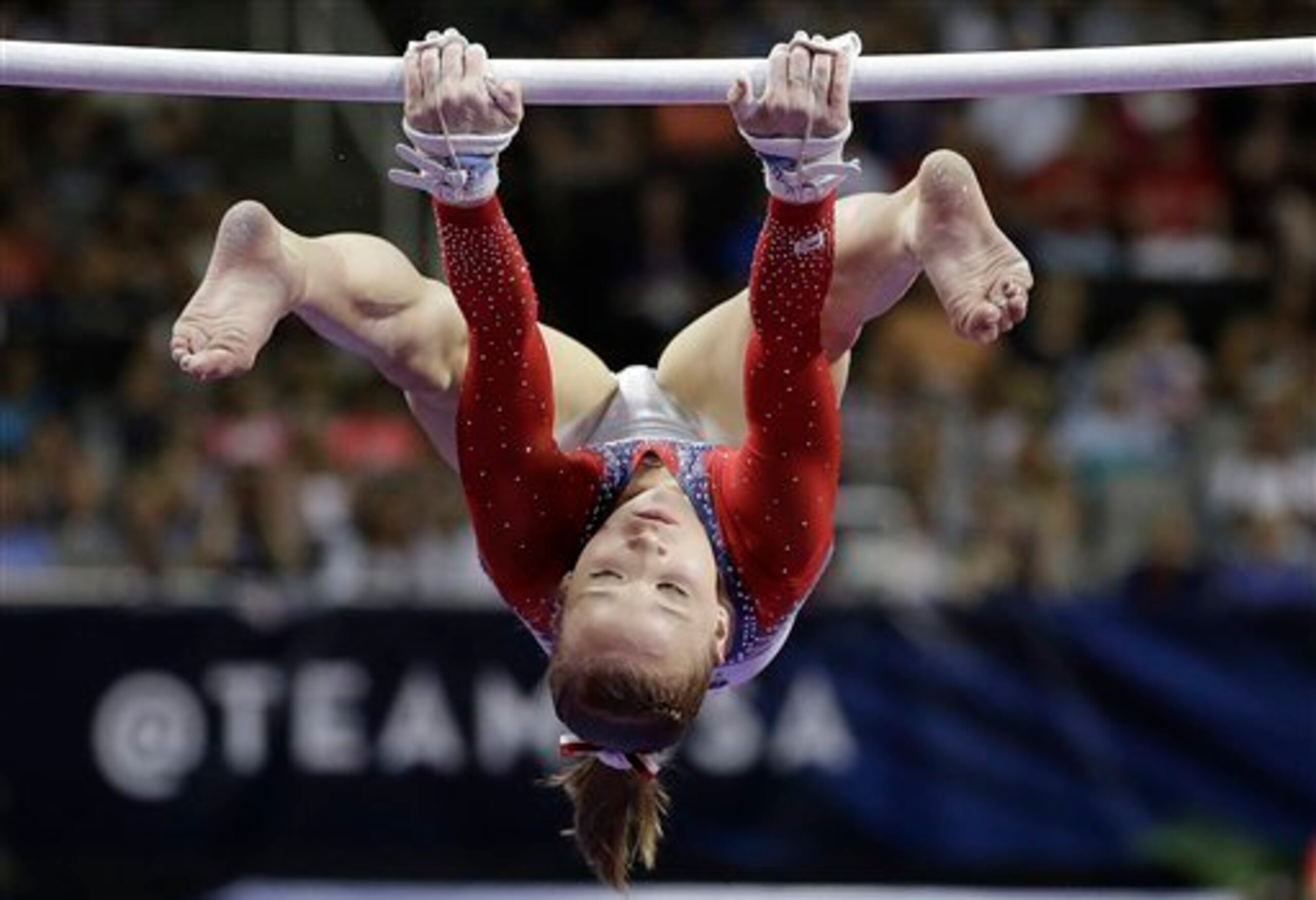 Kocian and Locklear engaged in a spirited duel for uneven bar supremacy Sunday.
