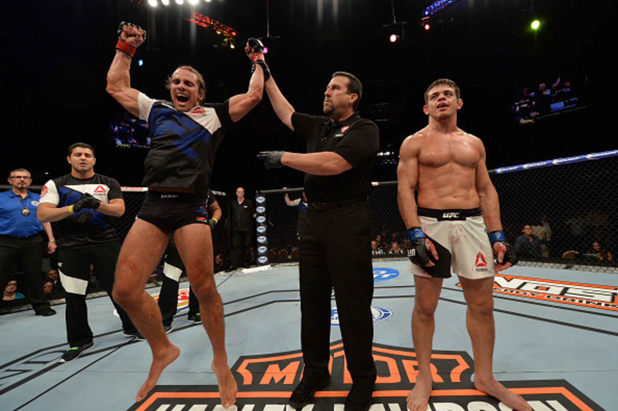 Josh Samman celebrates his victory over Caio Magalhaes.